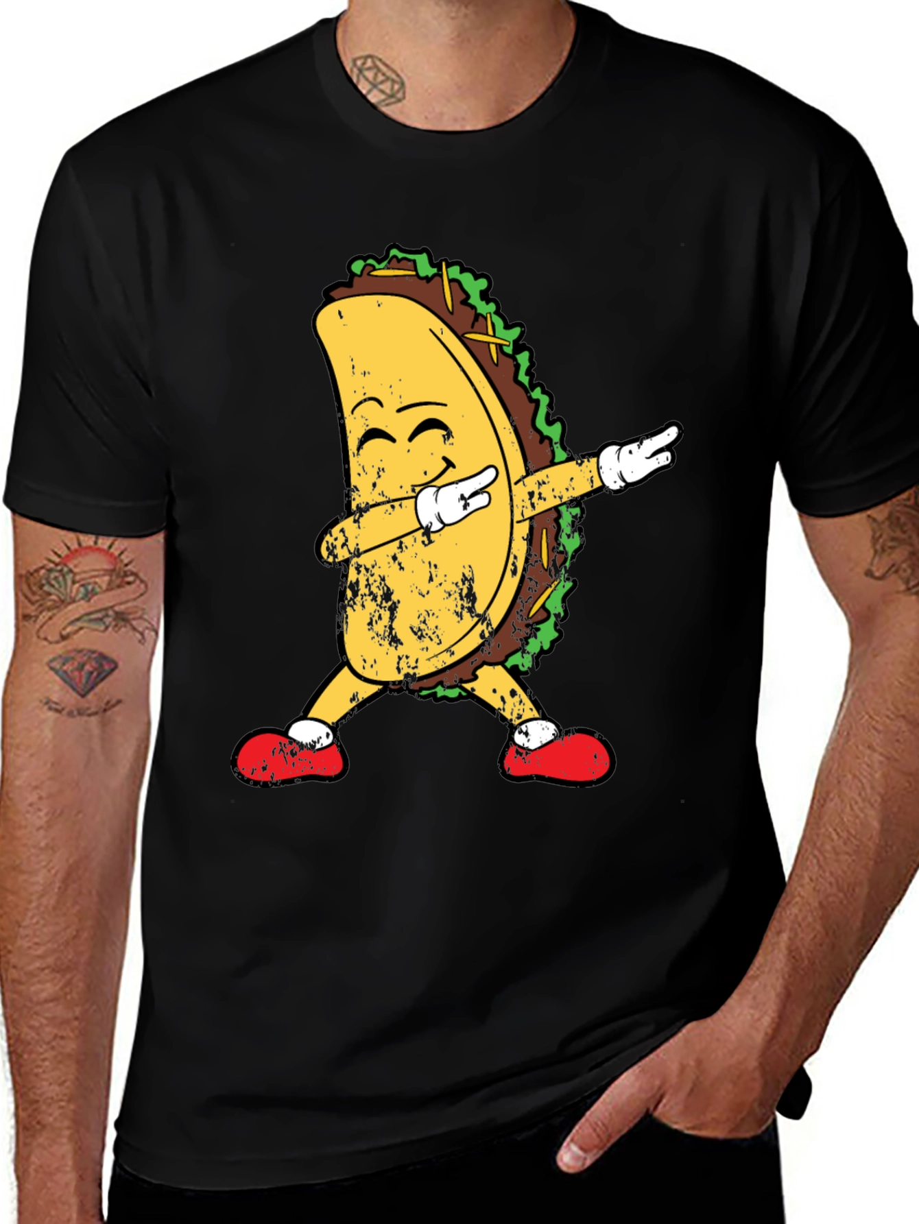 Variant 13 of Dabbing Taco Graphic T-Shirt - Black Casual Tee