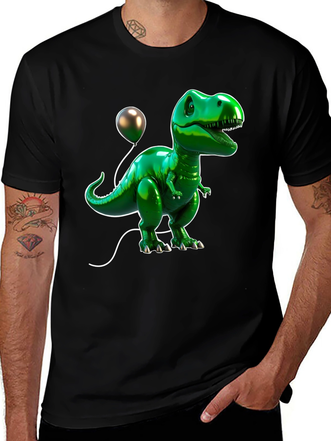 Variant 28 of Dino Balloon Graphic Tee - Cool Cartoon Dinosaur T-Shirt