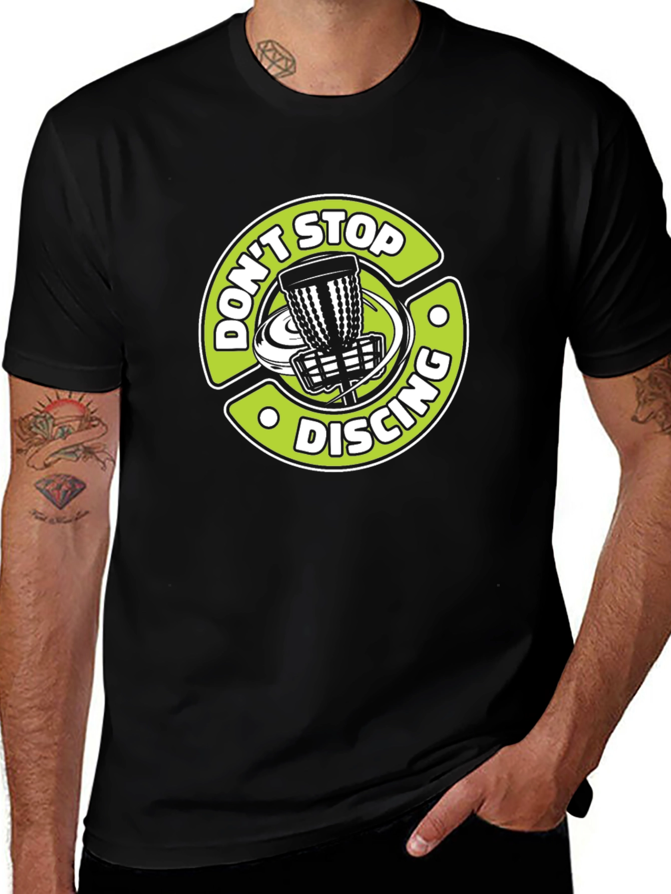 Variant 30 of Don't Stop Discing T-Shirt: Disc Golf Tee