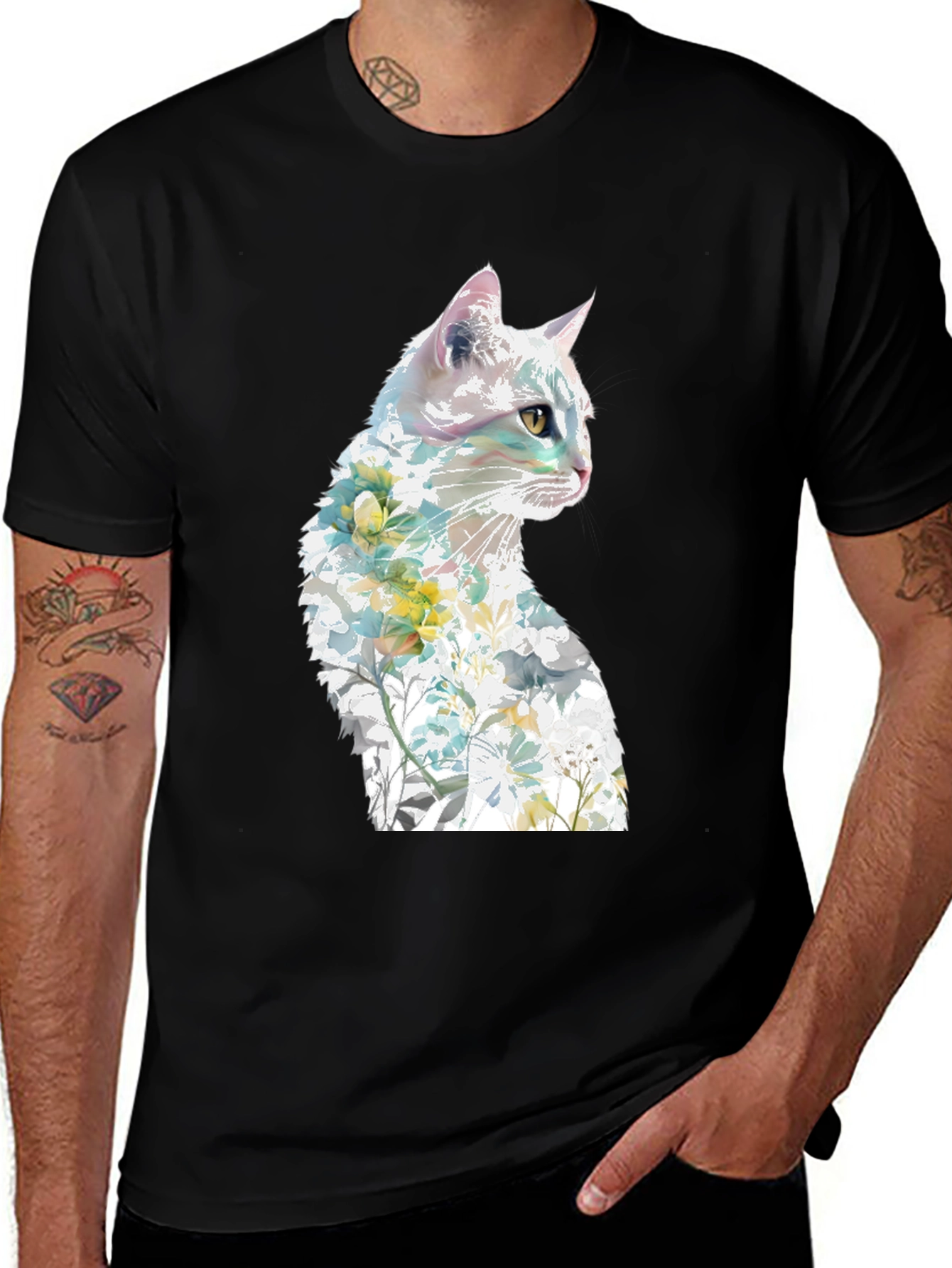 Variant 8 of Floral Cat Graphic T-Shirt