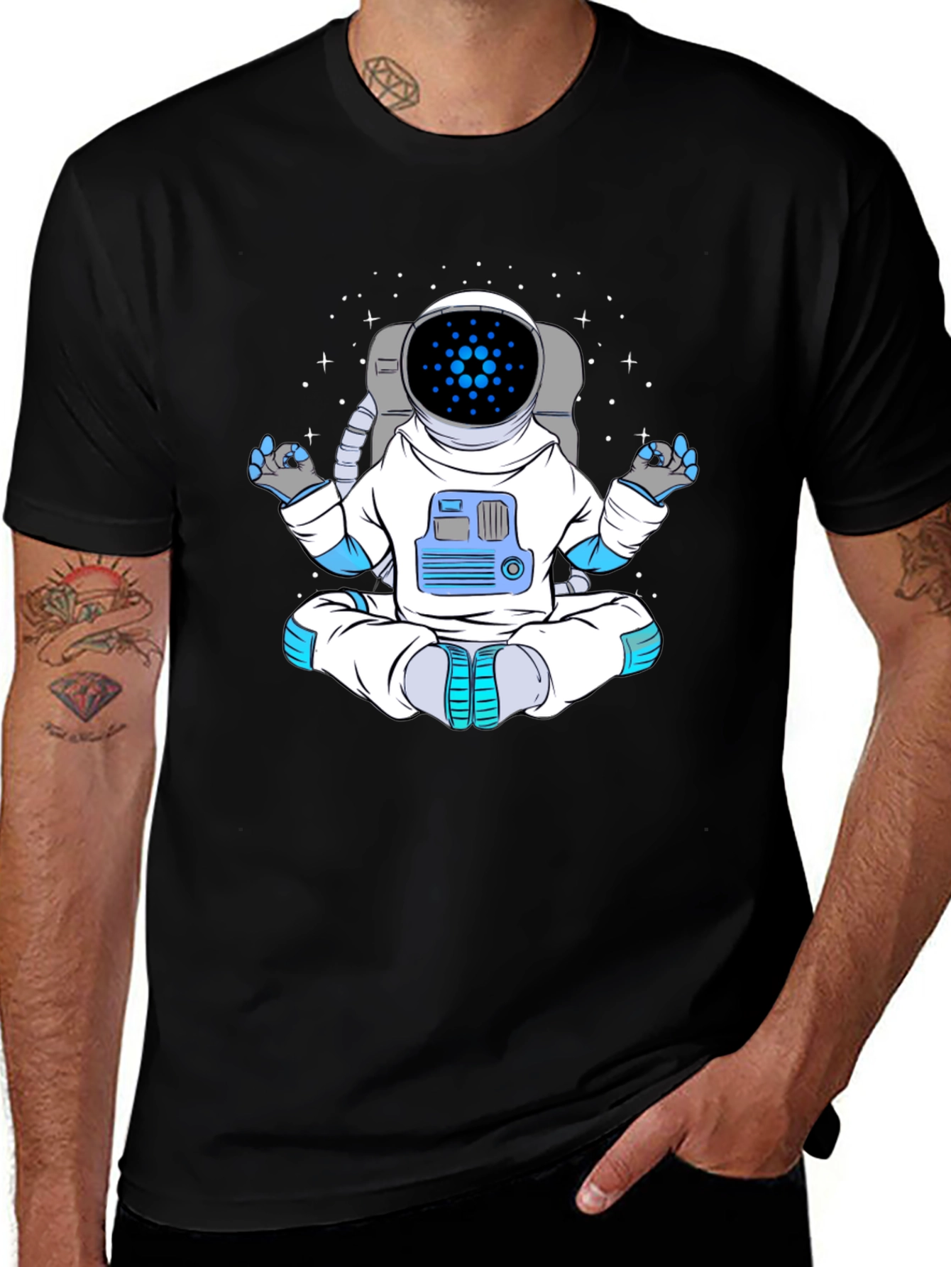 Variant 30 of Astronaut Meditation T-Shirt - Crypto Fashion