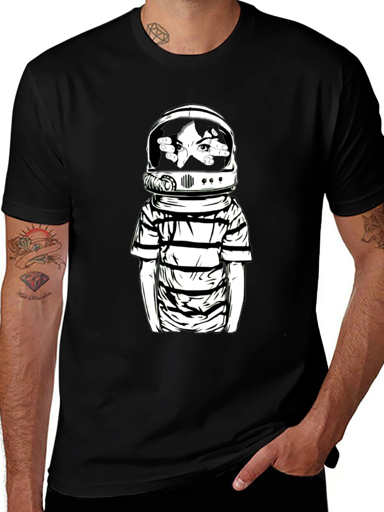 Variant 18 of Astronaut Graphic Black T-Shirt - Unique Space Art