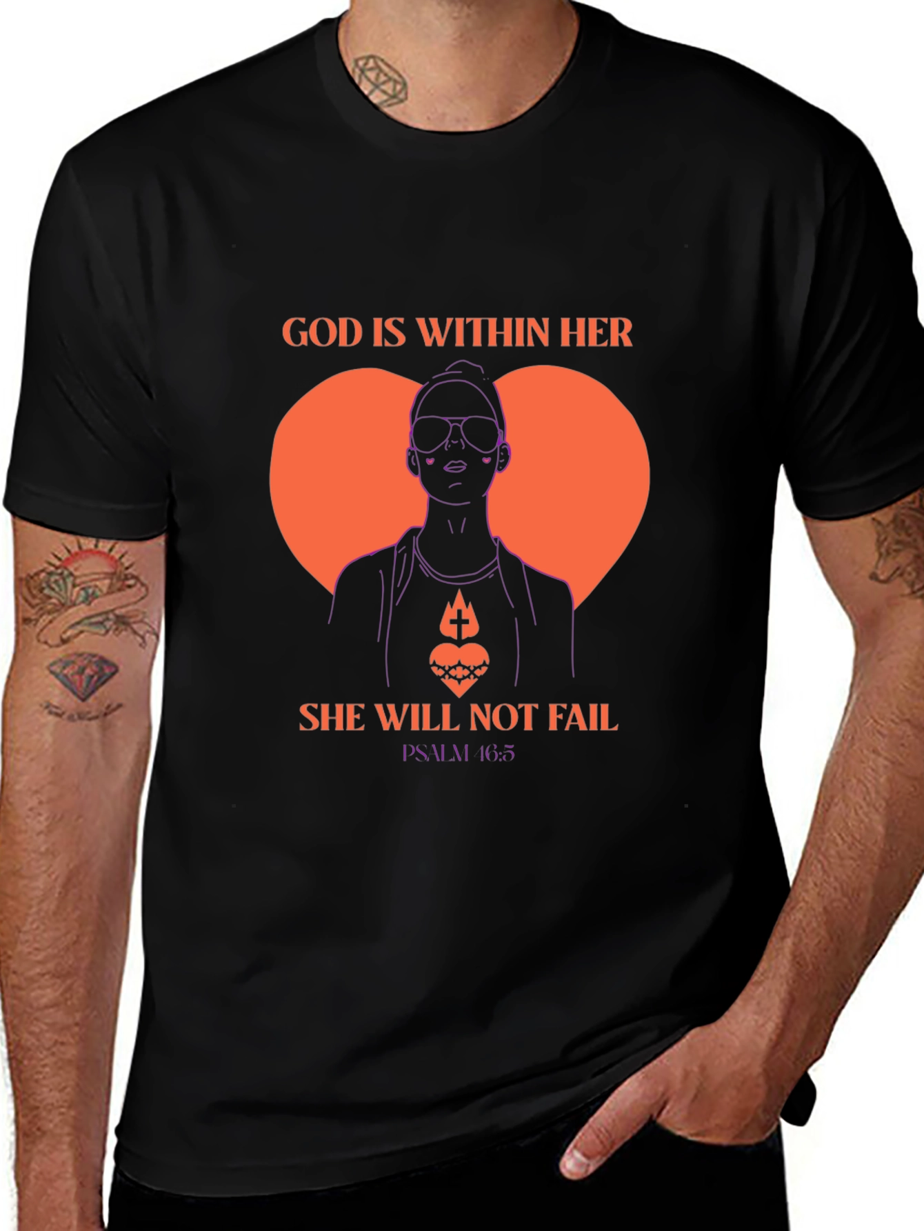 Variant 17 of God is Within Her Tee - Psalm 46:5 T-Shirt