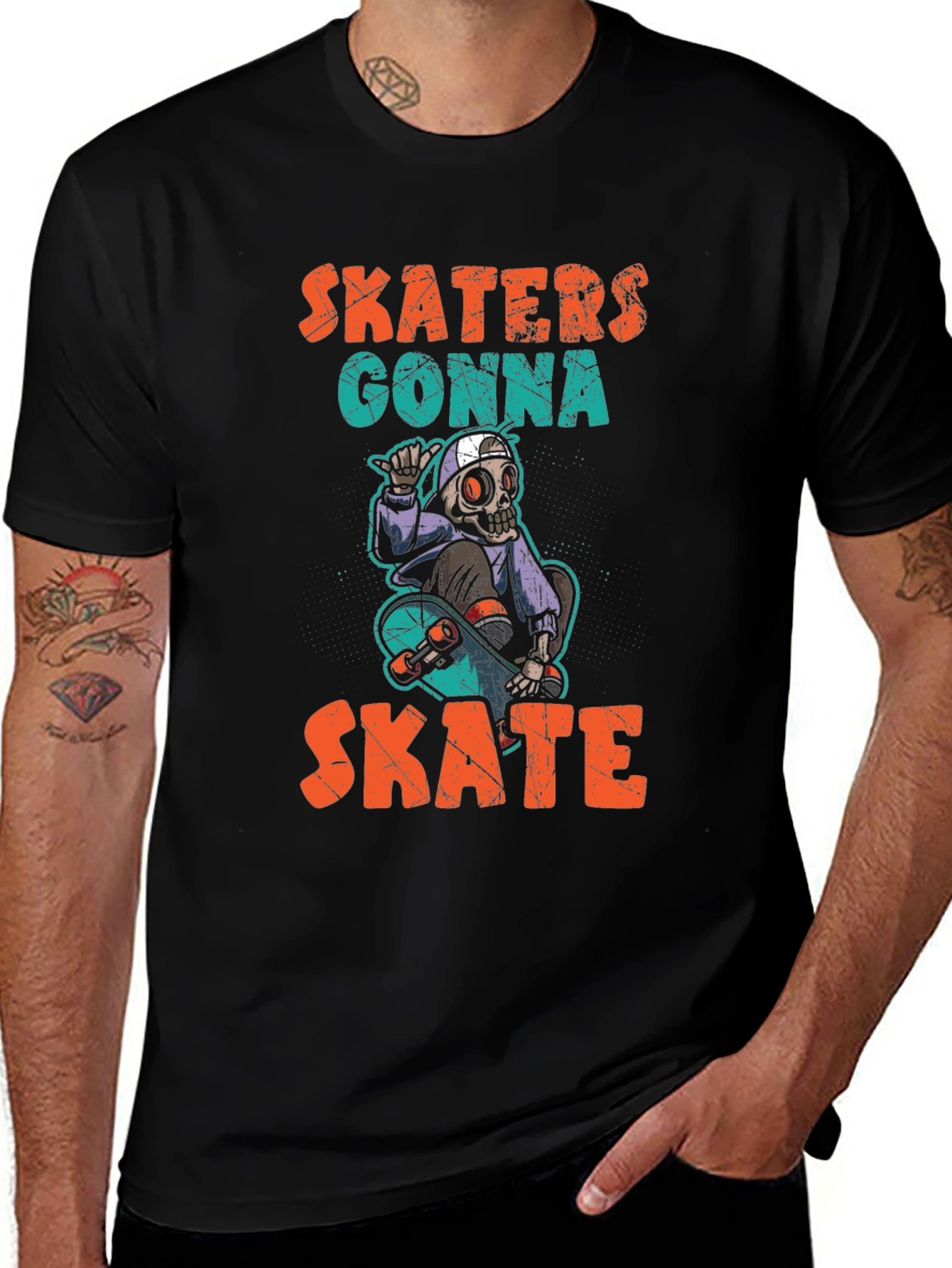 Variant 8 of Skater Skull Graphic Tee - Cool & Edgy Design