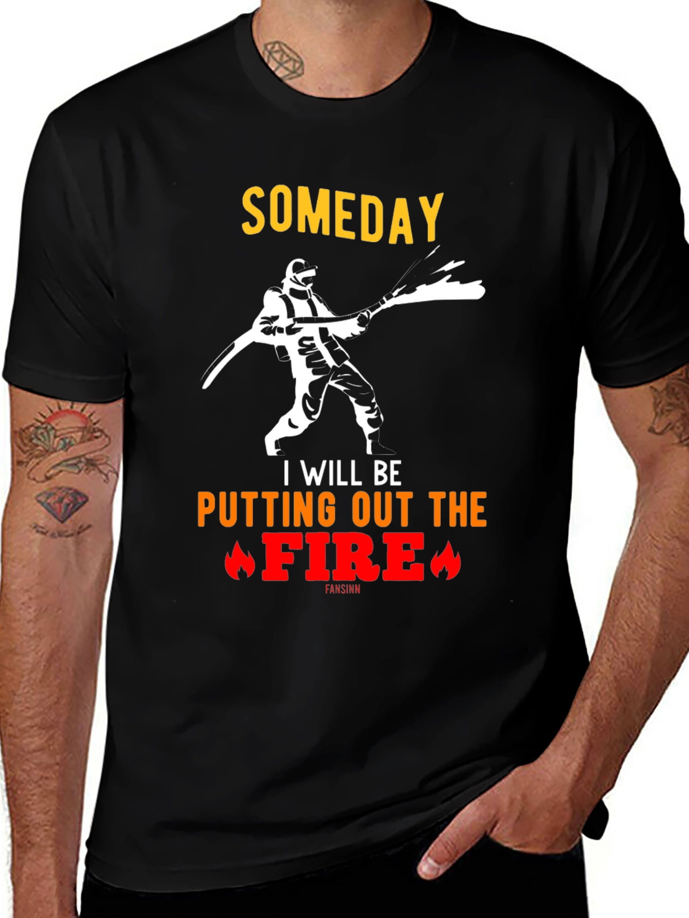 Variant 30 of Someday Firefighter T-Shirt - Black Cotton Tee
