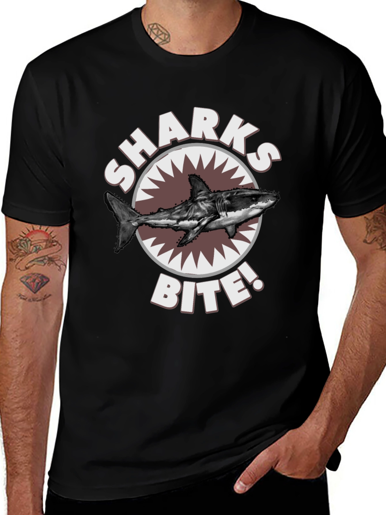 Variant 10 of Sharks Bite T-Shirt - Great White Shark Graphic Tee