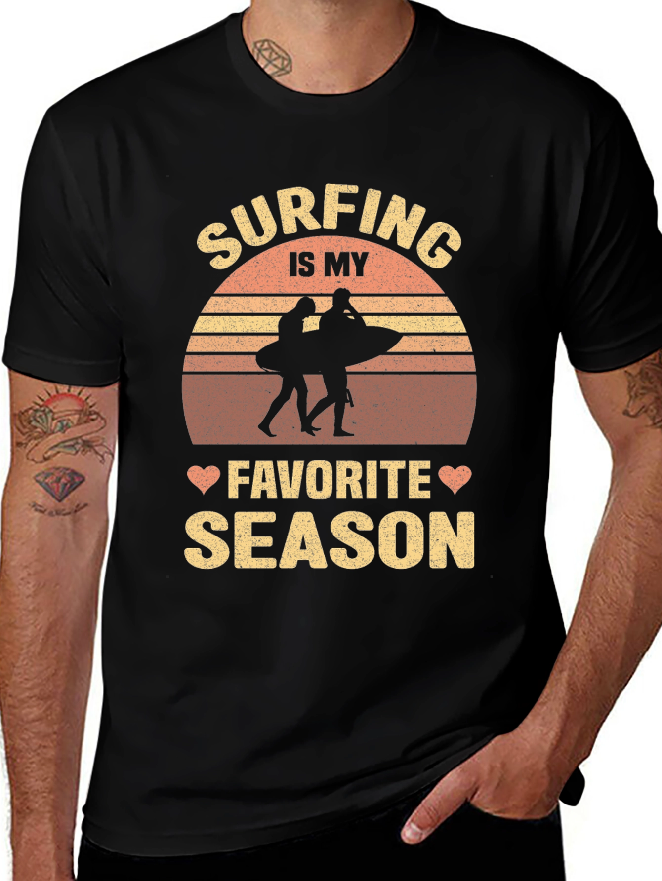 Variant 10 of Surfing Is My Favorite Season Black Tee