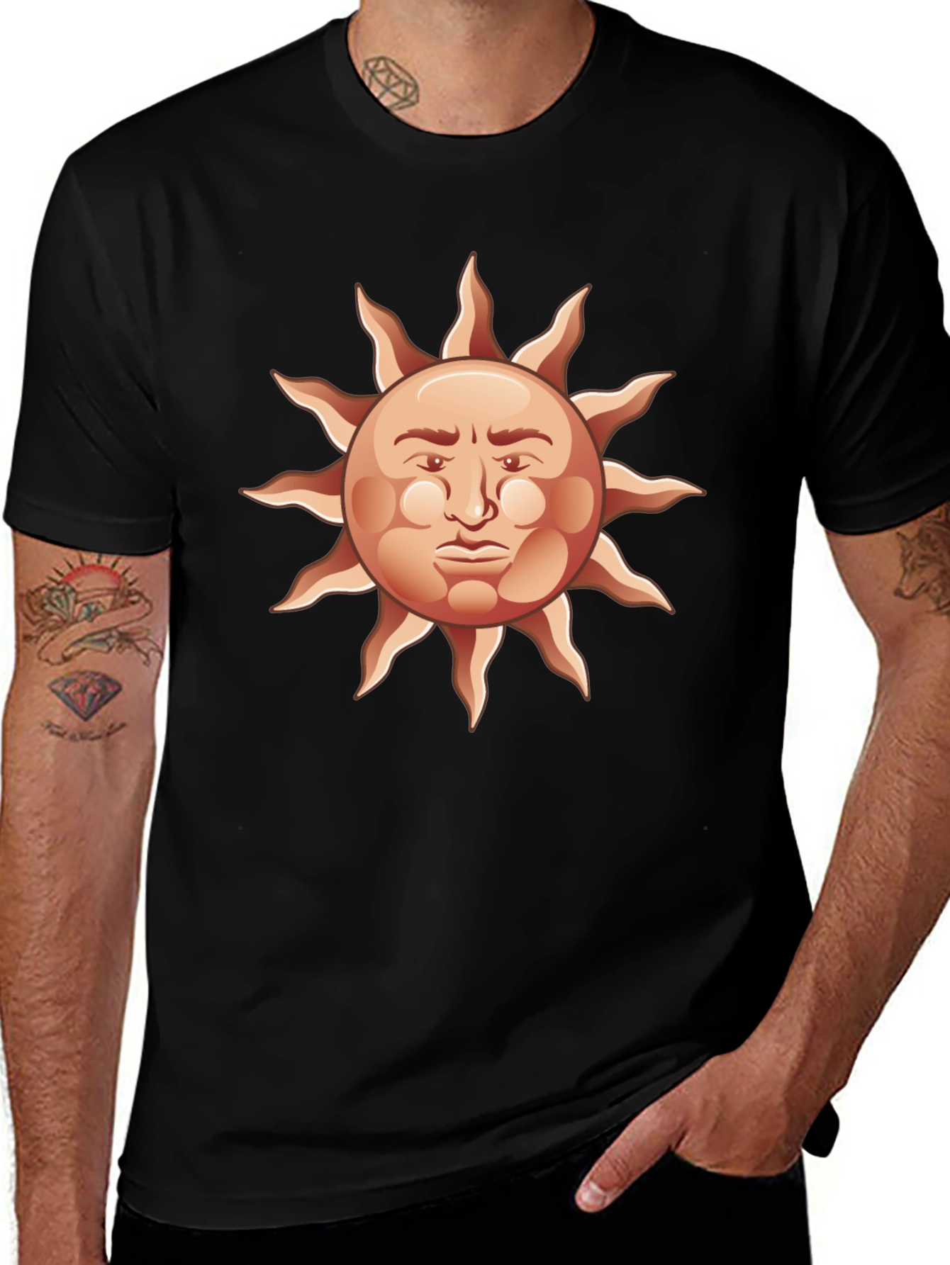 Variant 29 of Grumpy Sun Graphic Tee - Black Cotton T-Shirt