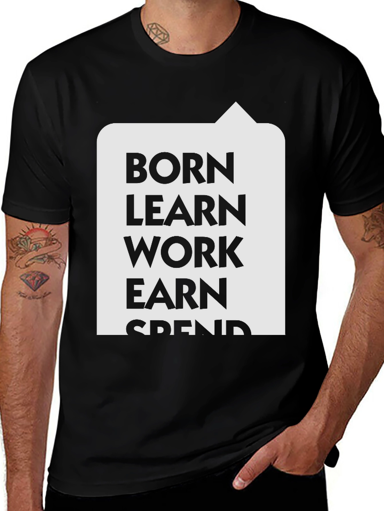 Variant 3 of Born Learn Work Earn T-Shirt