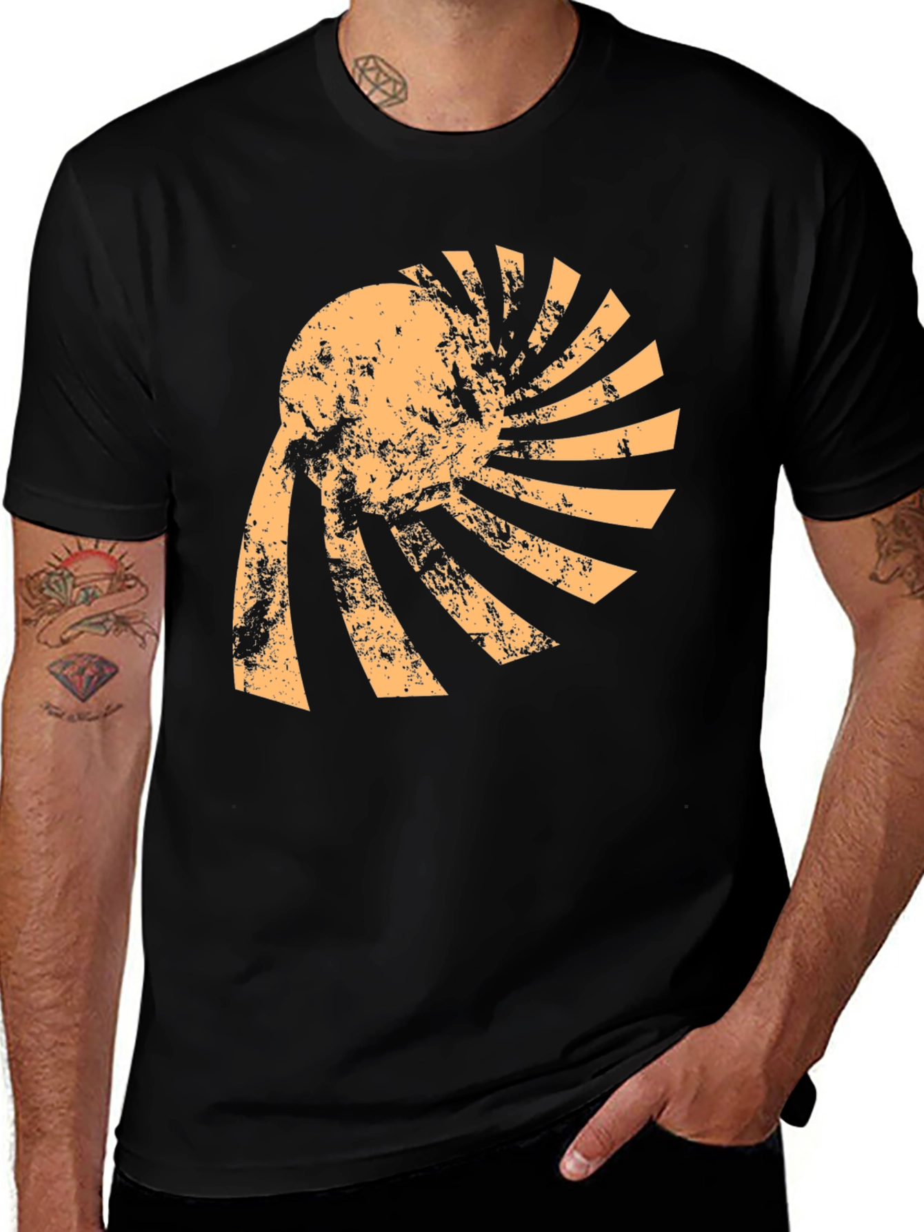 Variant 21 of Retro Sunburst Skull Graphic Tee - Black