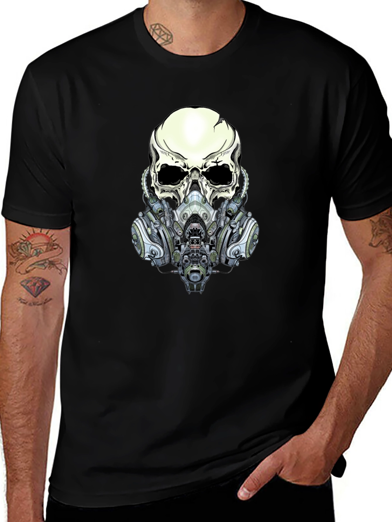 Variant 30 of Skull Gas Mask Graphic Tee - Edgy Style