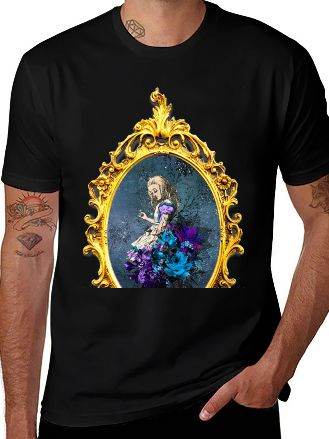 Alice in Wonderland Floral Mirror Graphic Tee
