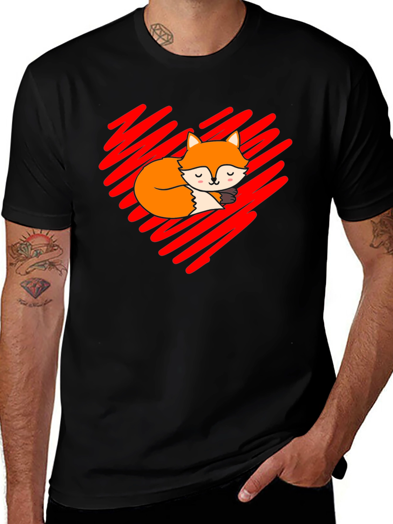 Variant 6 of Cute Fox Heart T-Shirt - Soft Cotton Blend