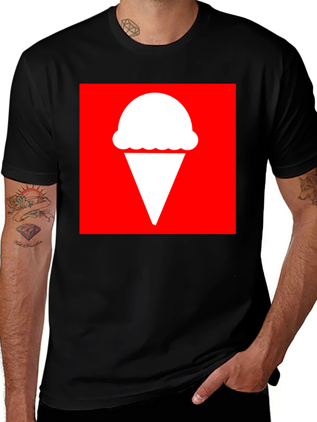 Ice Cream Cone Graphic Tee - Black