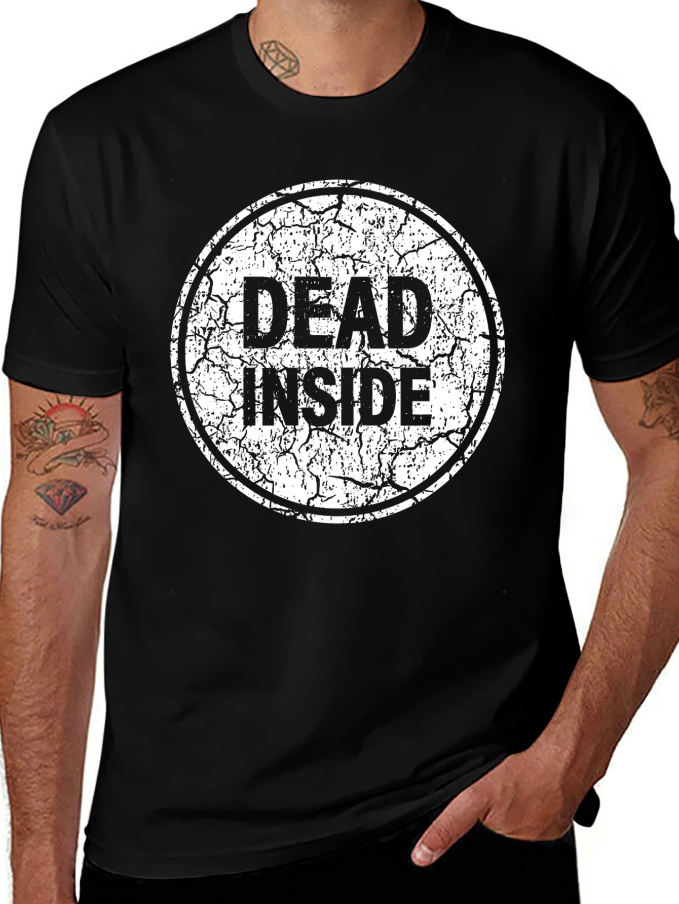 Black Dead Inside Graphic Print Black T-Shirt main image