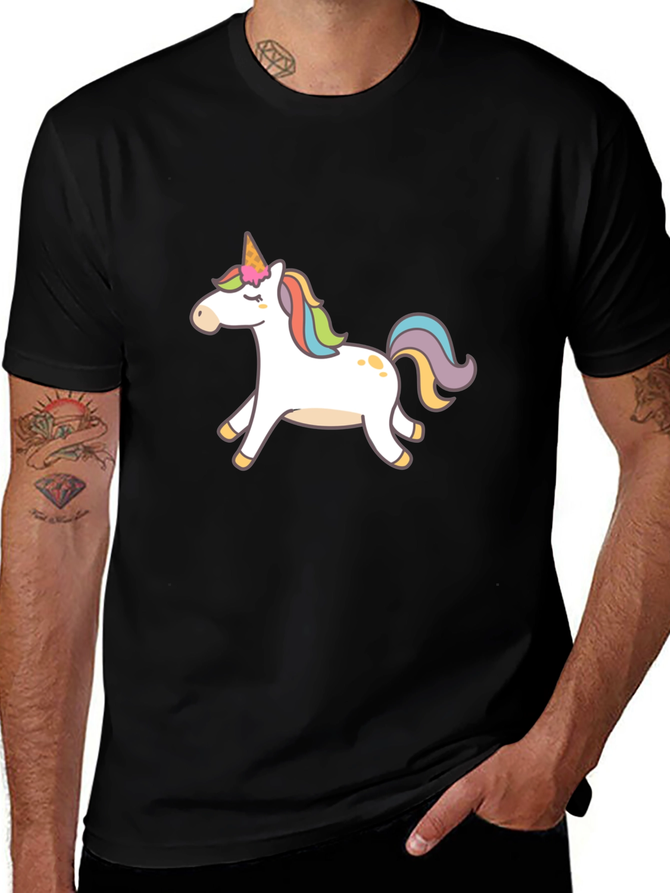 Variant 2 of Black T-Shirt with Unicorn Graphic