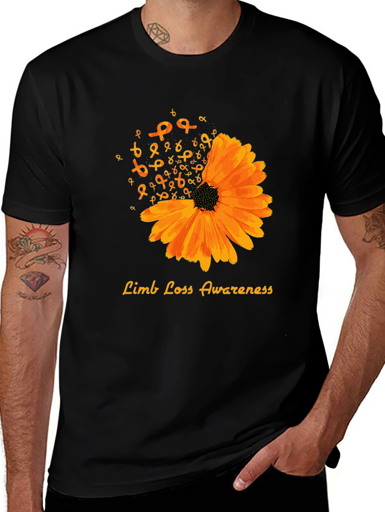 Limb Loss Awareness Sunflower Ribbon Graphic T-Shirt
