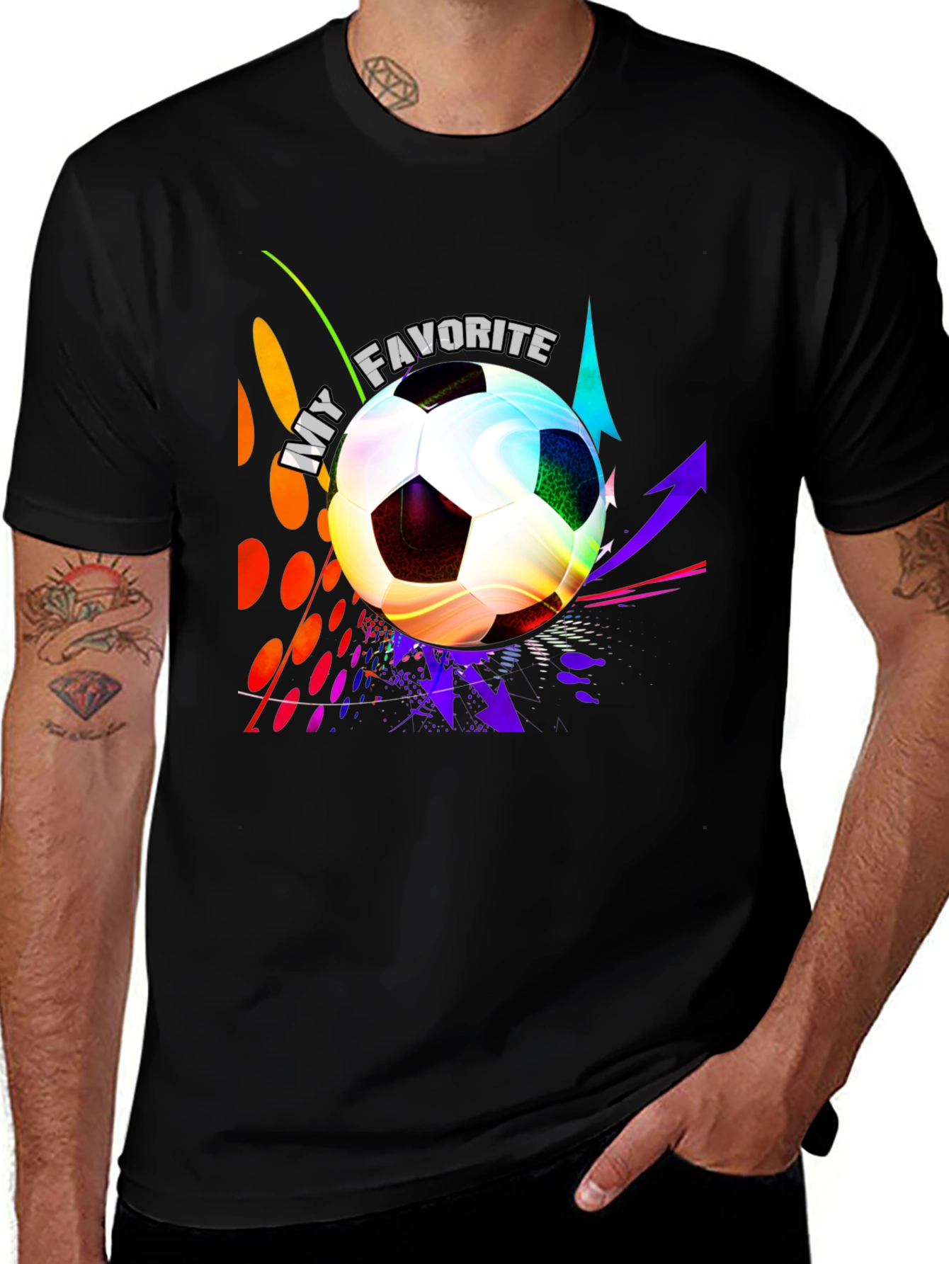 Variant 7 of Colorful Soccer Fan Tee - My Favorite Soccer Ball