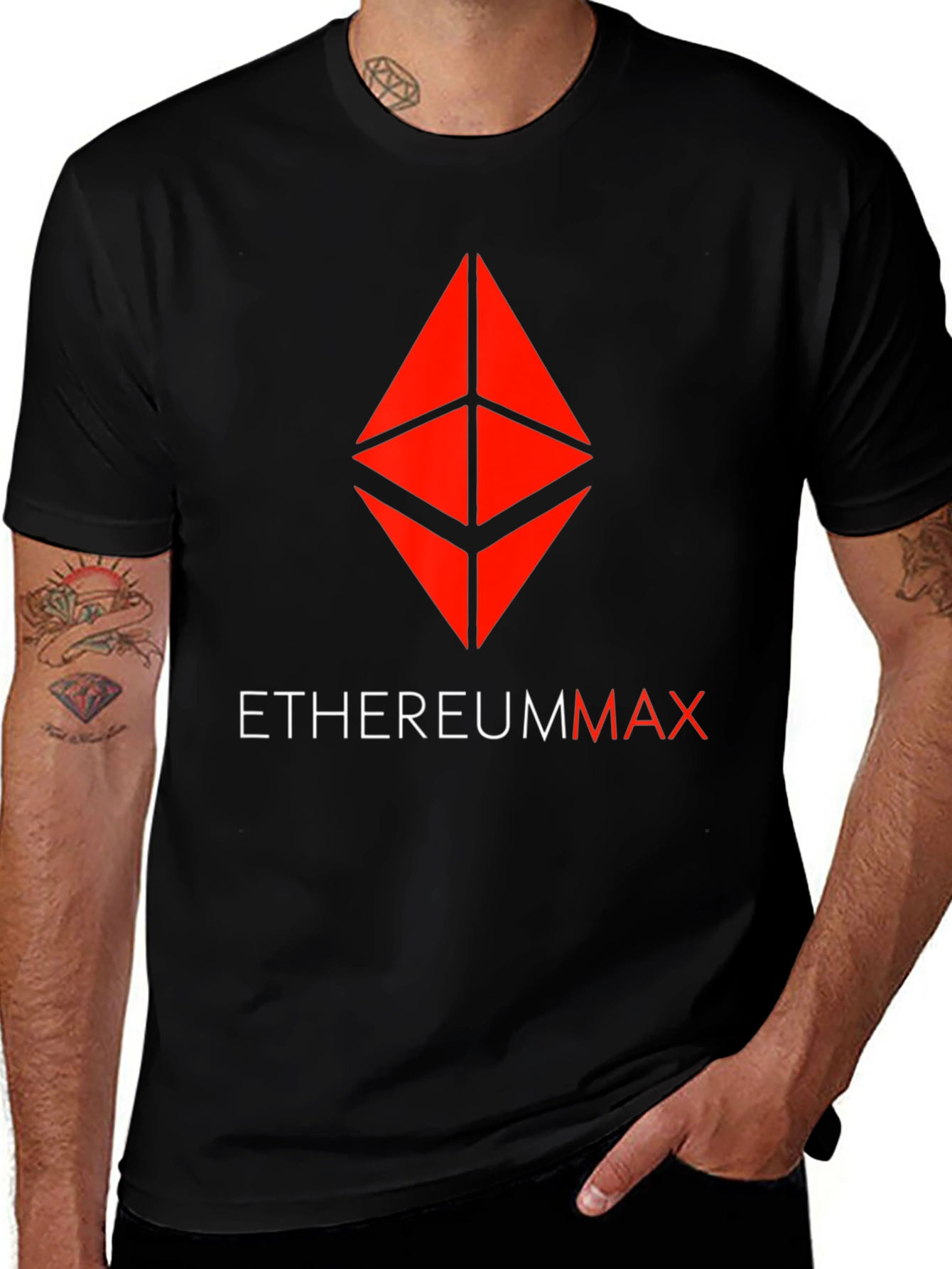 Ethereum Max Logo T-Shirt Crypto Black Tee