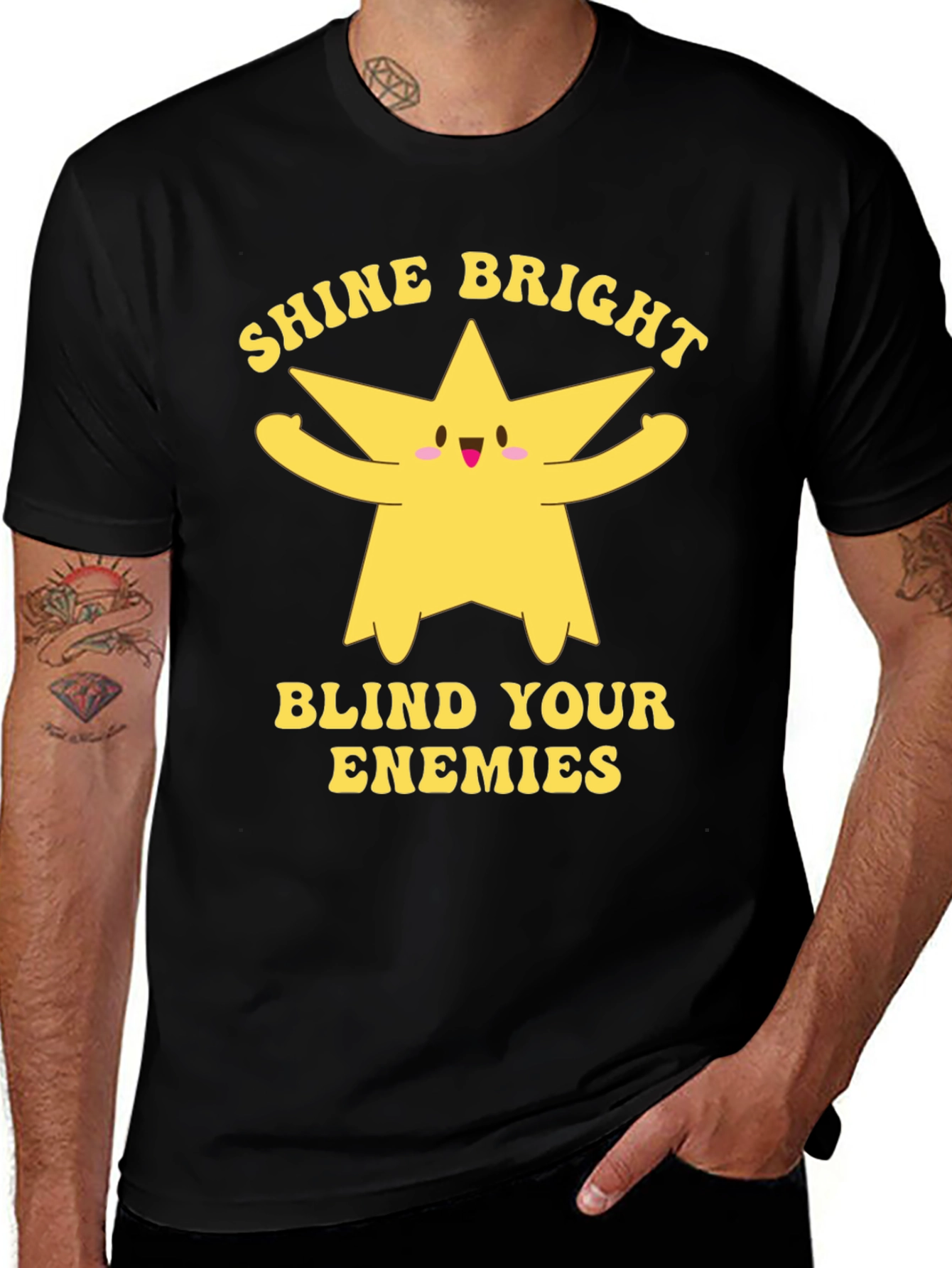 Variant 4 of Shine Bright Star Graphic Black T-Shirt