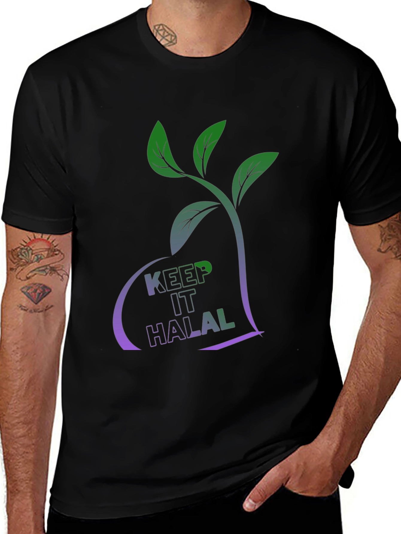 Black Keep It Halal T-Shirt - Plant Based Design main image