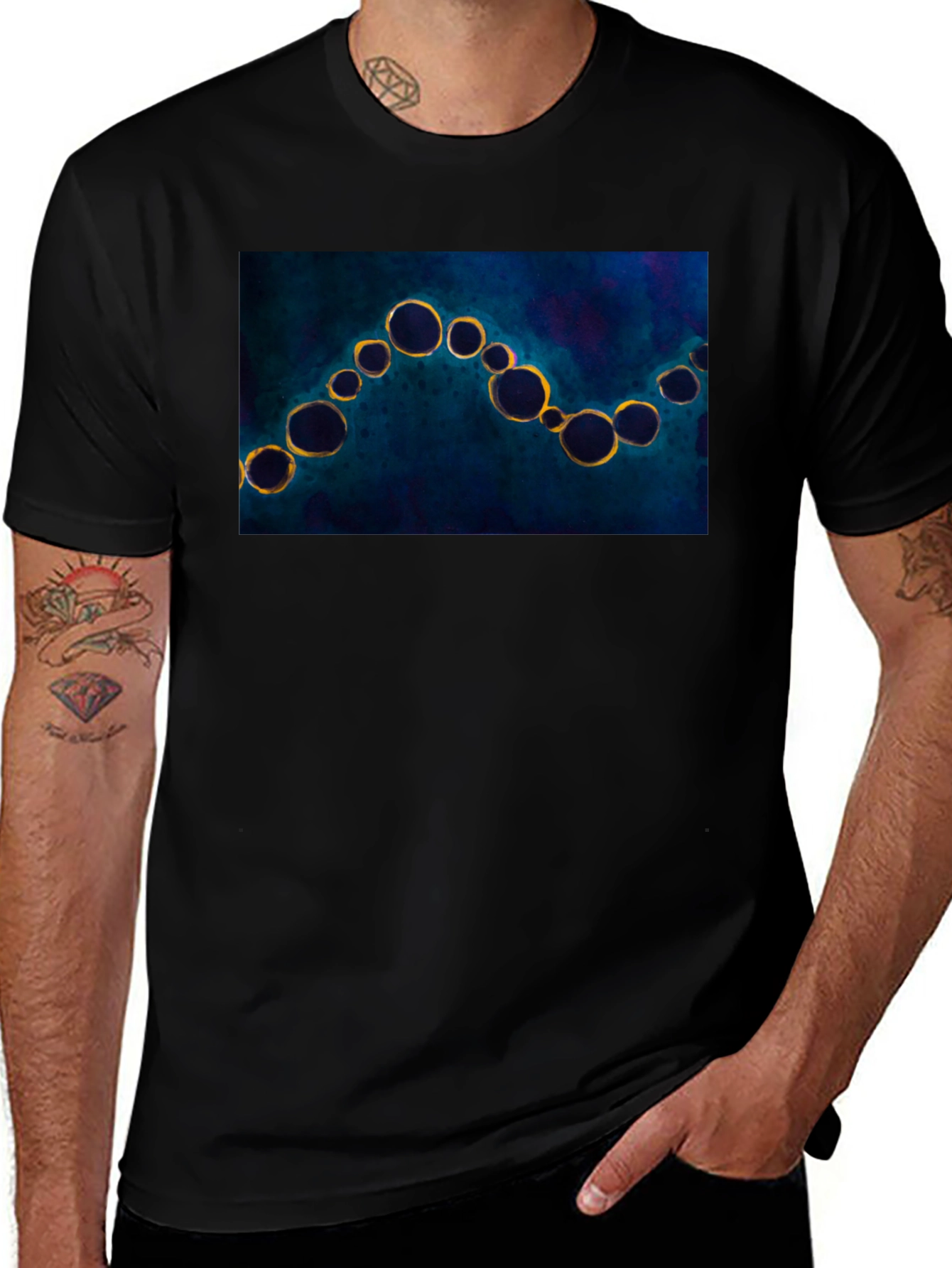 Variant 24 of Abstract Bubbles Black T-Shirt