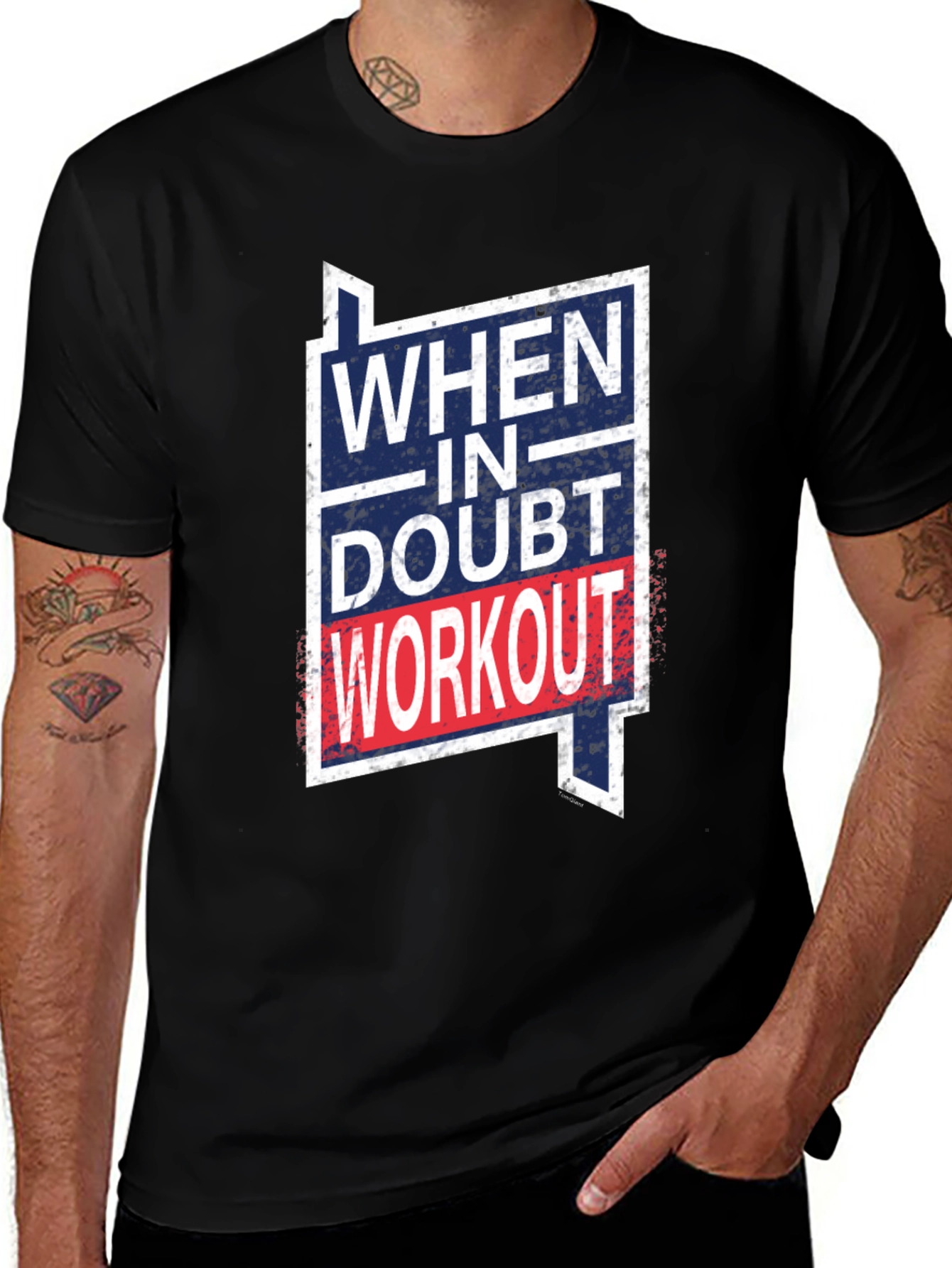 Variant 14 of When in Doubt Workout Graphic Tee - Black Cotton T-Shirt