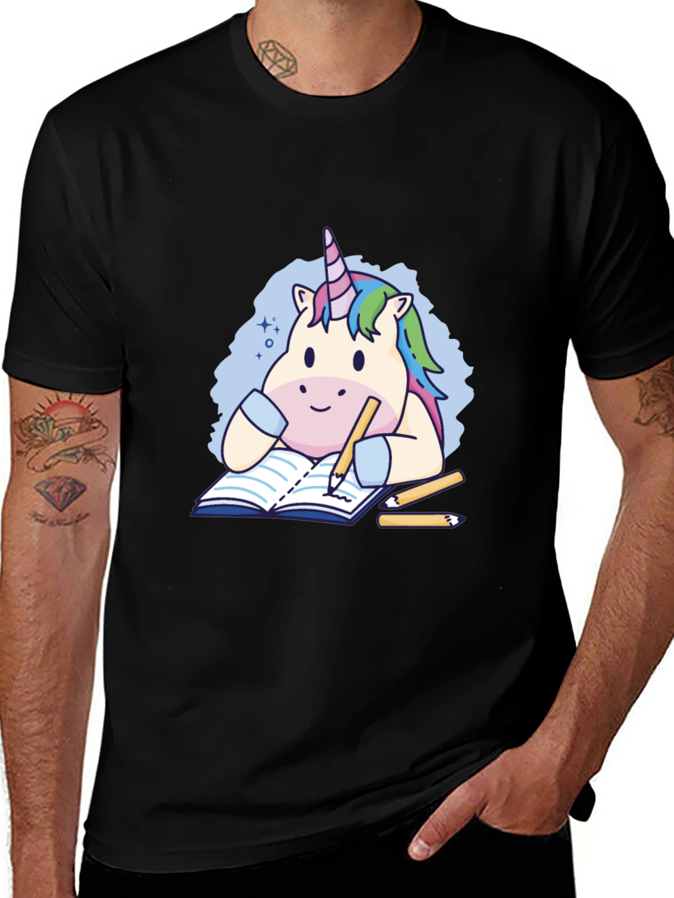 Variant 9 of Unicorn Writer Graphic Tee - Whimsical & Fun!
