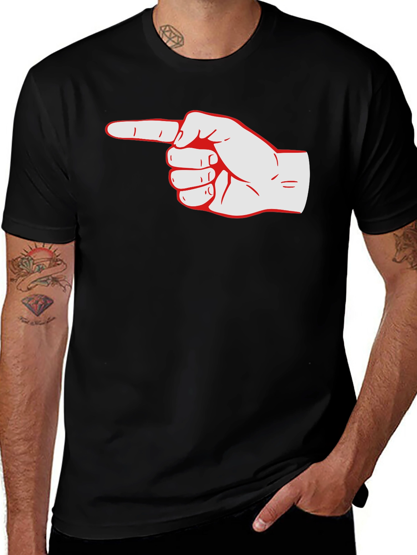 Variant 18 of Pointing Finger Graphic Tee - Bold Statement Shirt