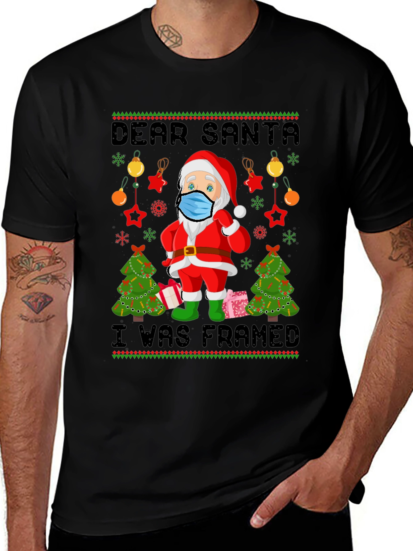 Dear Santa I Was Framed Ugly Christmas T-Shirt