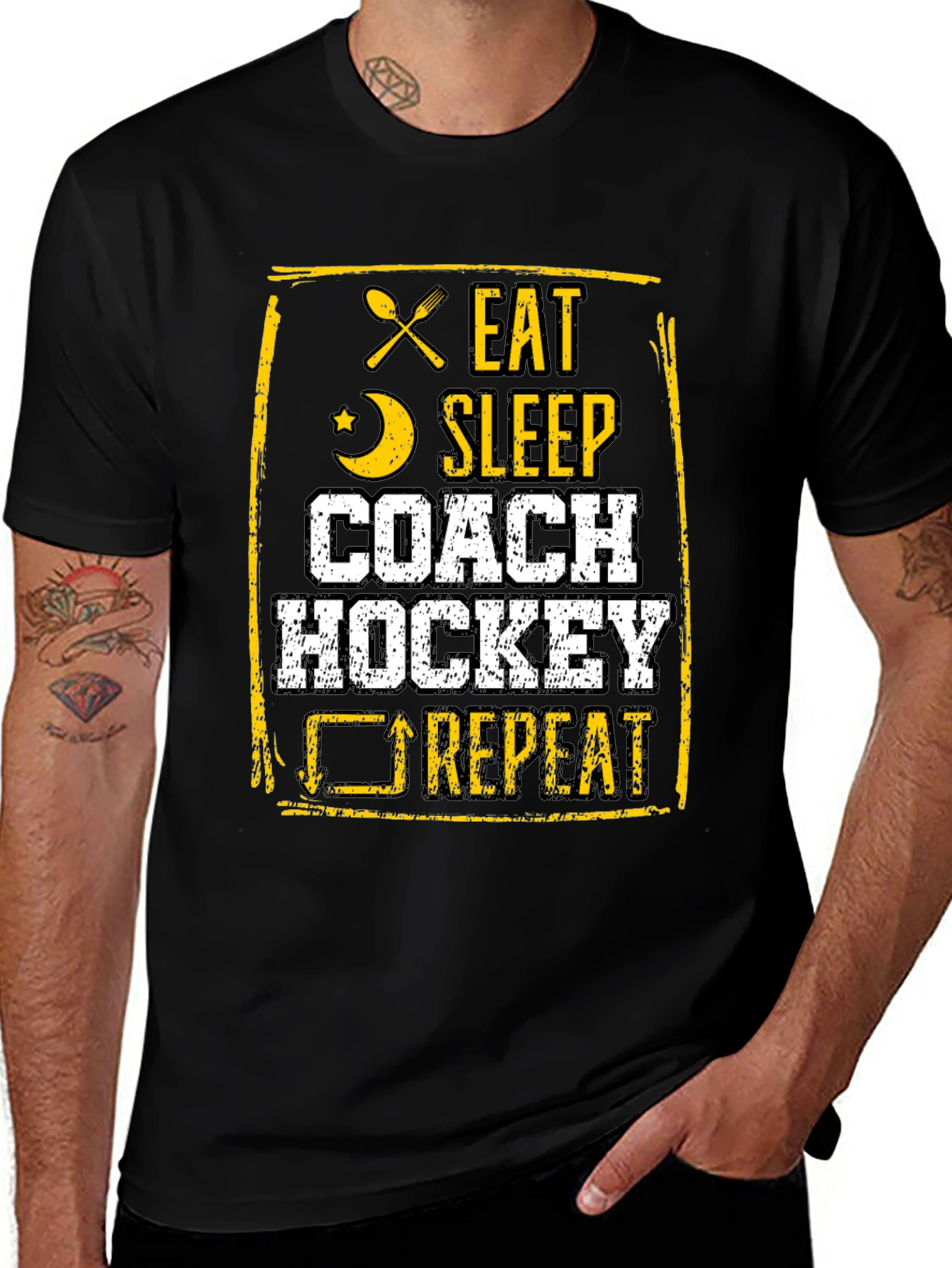 Variant 27 of Eat Sleep Coach Hockey Repeat T-Shirt