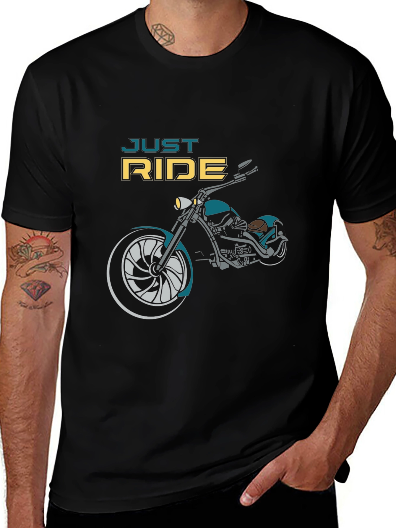 Variant 30 of Just Ride Motorcycle Graphic Black T-Shirt