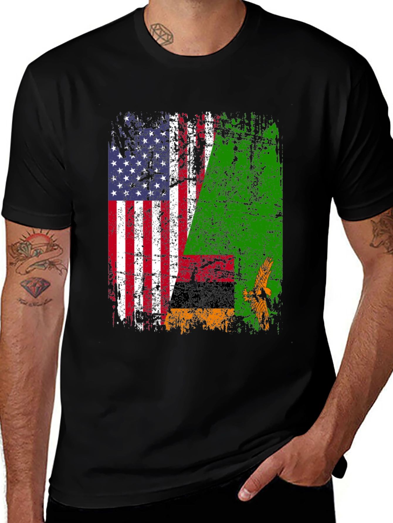 USA Zambia Flag T-Shirt Novelty Design