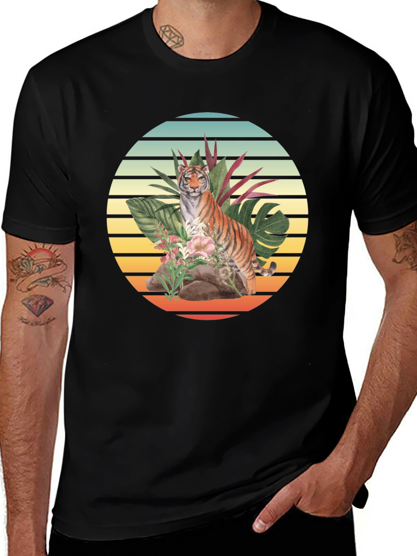 Variant 20 of Tiger Jungle T-Shirt: Retro Graphic Tee