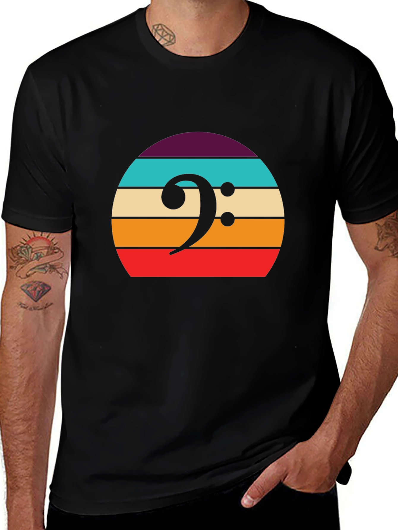 Variant 14 of Vintage Bass Clef Sunset T-Shirt