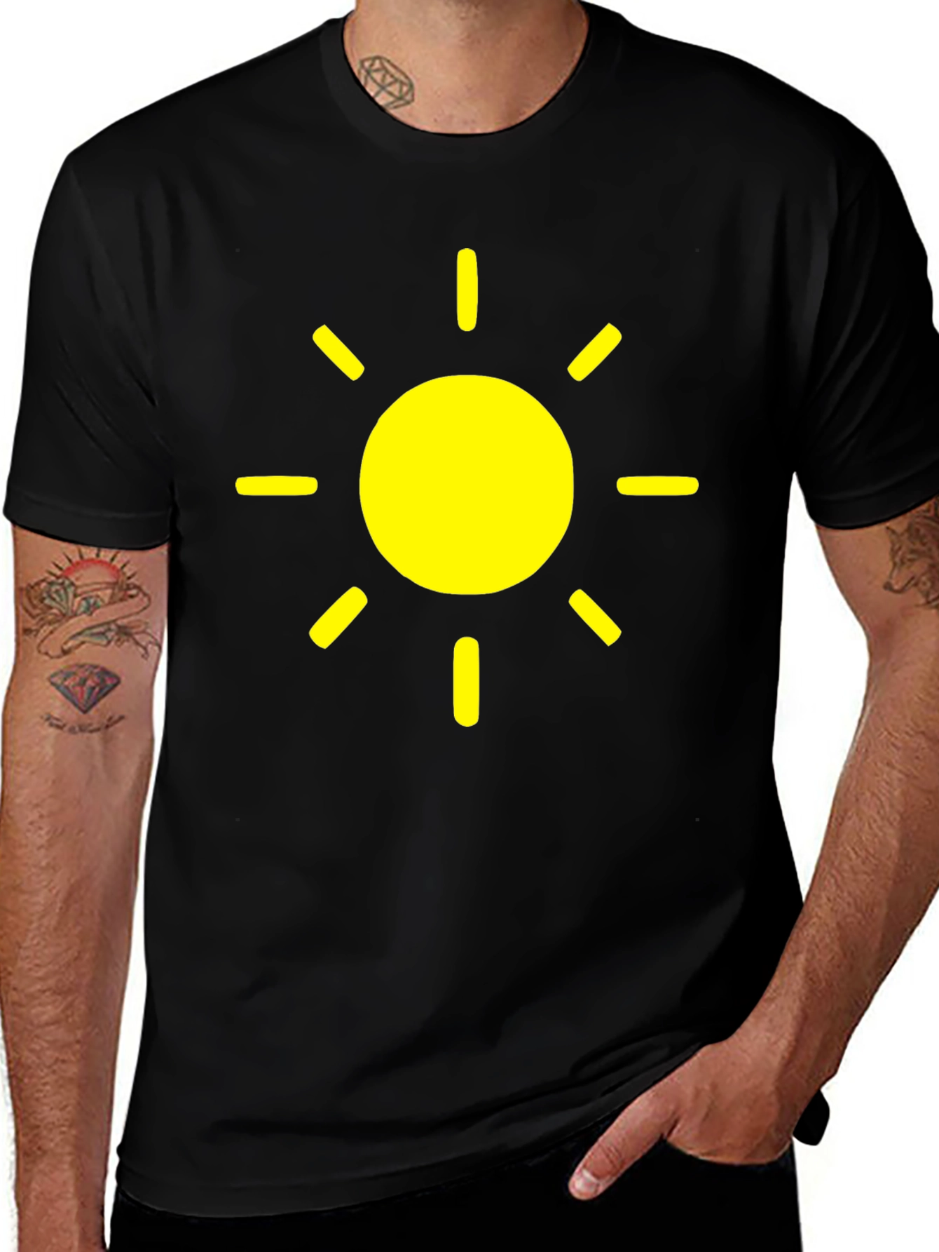 Variant 26 of Sunny Day Graphic Tee - Black Cotton T-Shirt