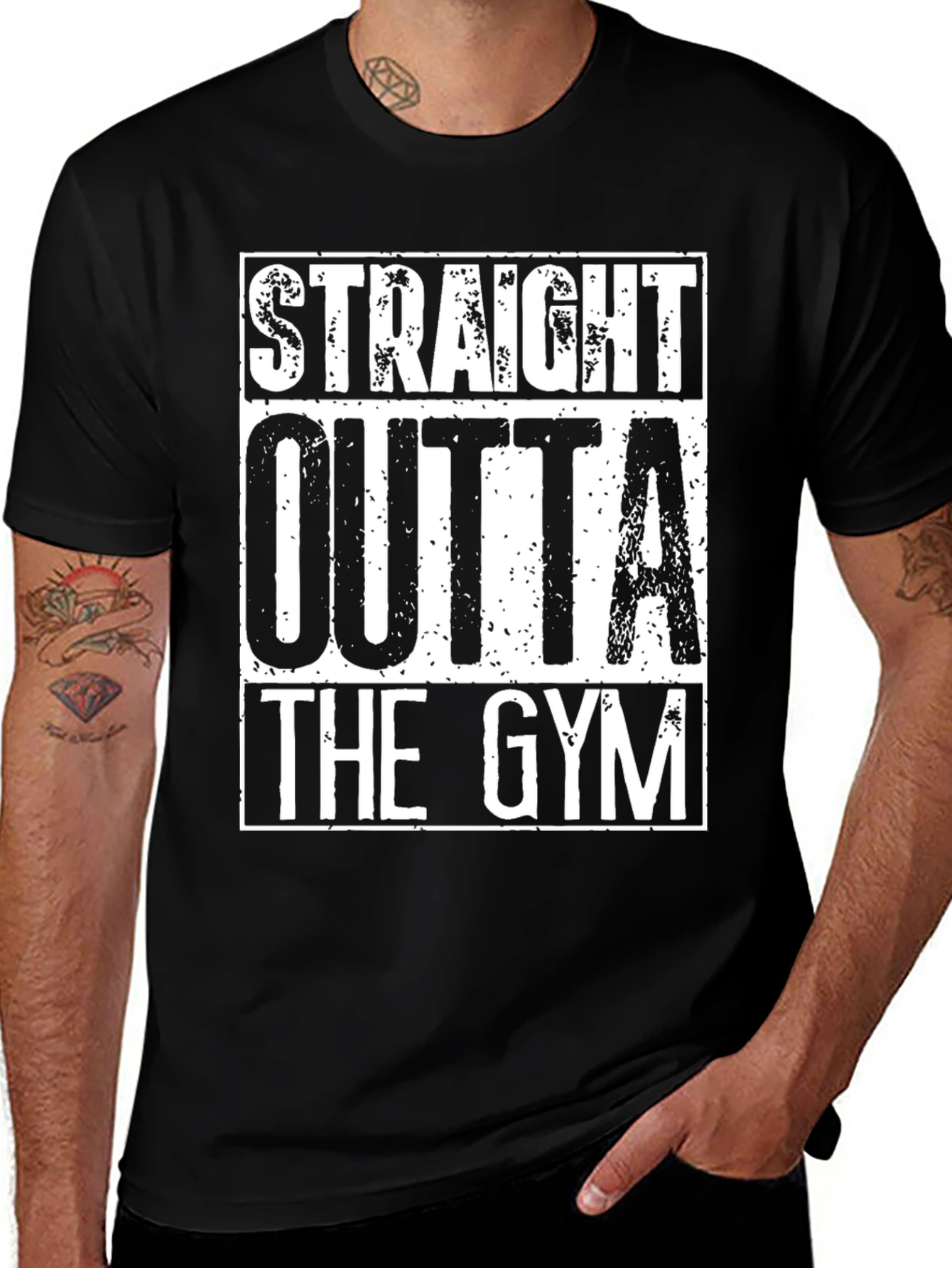 Variant 20 of Straight Outta The Gym Black Graphic T-Shirt