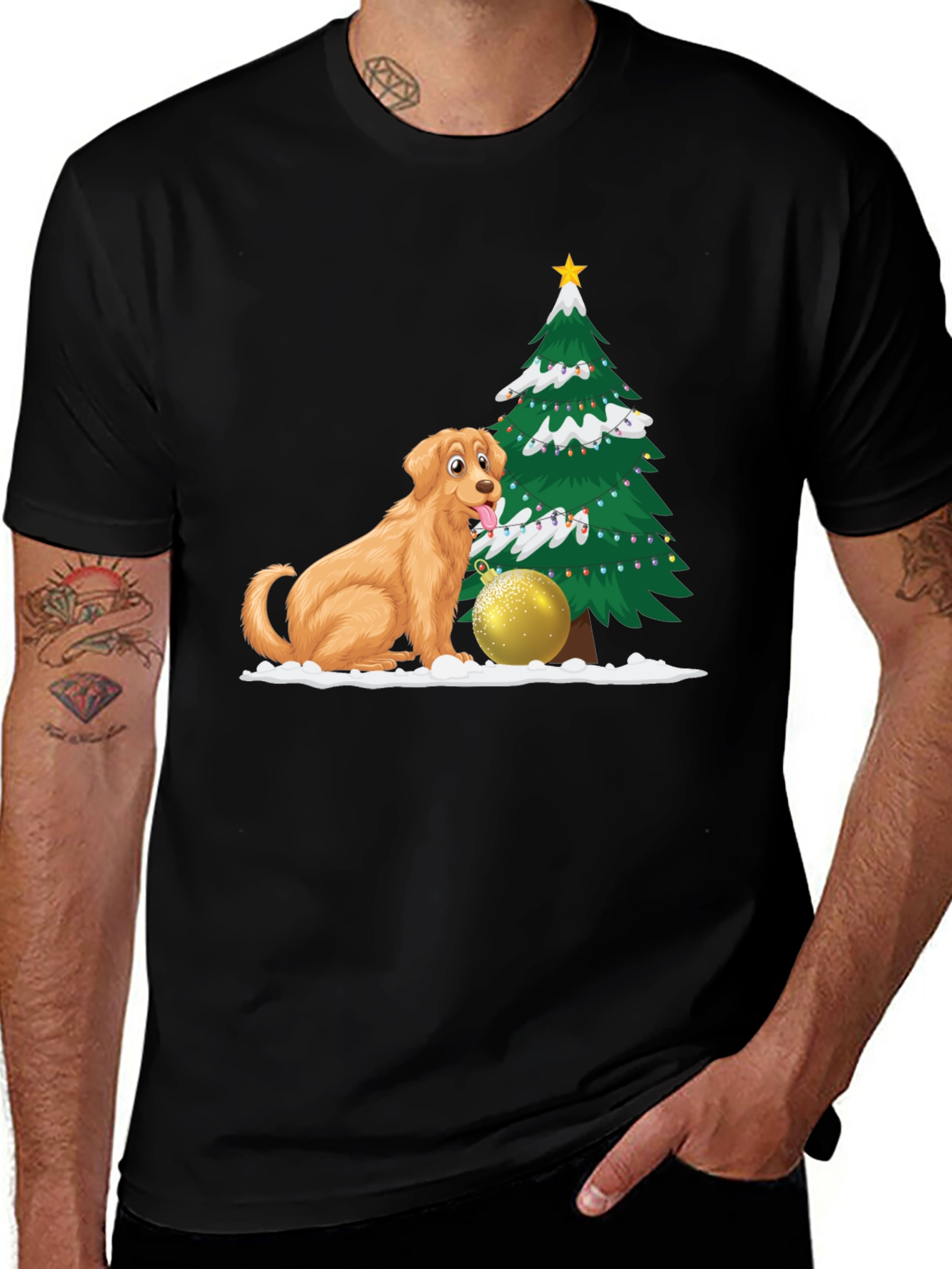 Variant 29 of Dog and Christmas Tree Graphic Tee