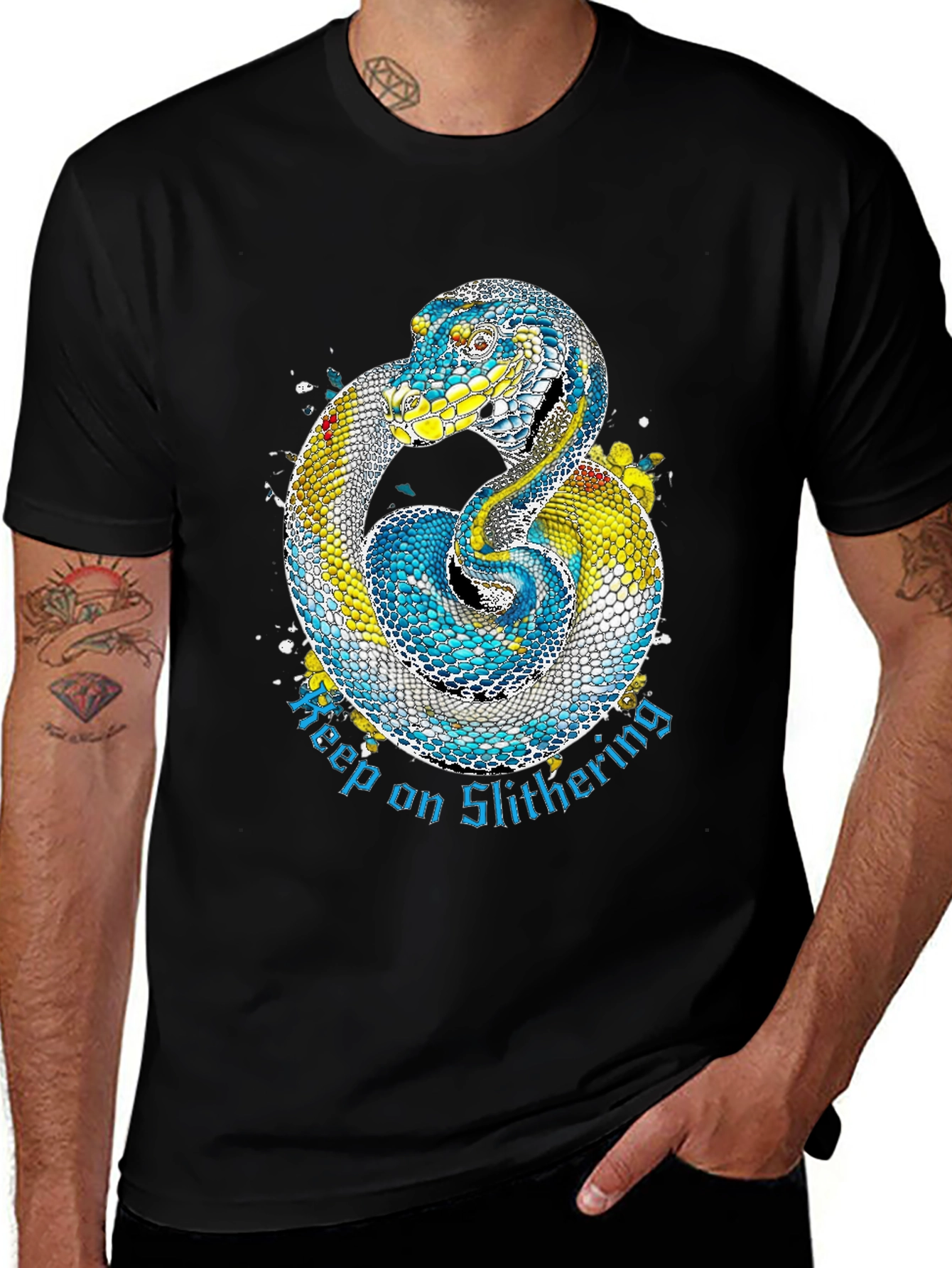 Variant 5 of Snake Print Graphic Tee - Keep on Slithering