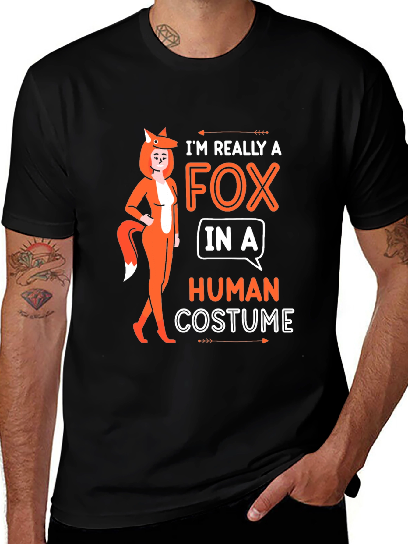 Variant 29 of Funny Fox in Human Costume Graphic T-Shirt