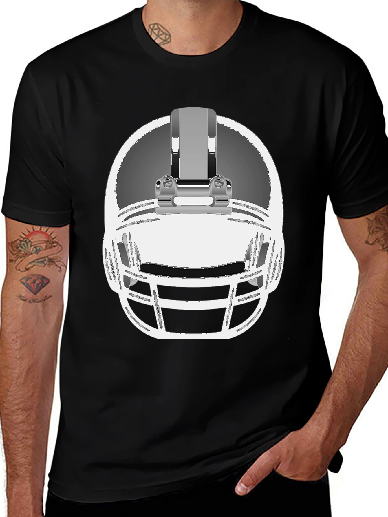 Black Football Helmet Graphic Tee - Black main image