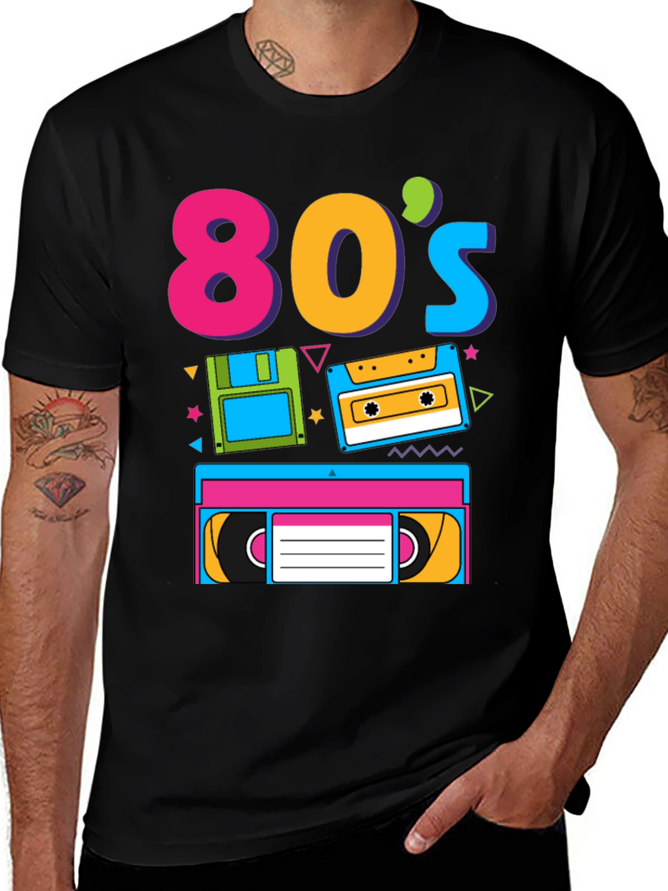 Variant 26 of Retro 80's T-Shirt - Vintage Cassette, Floppy Disk, VHS