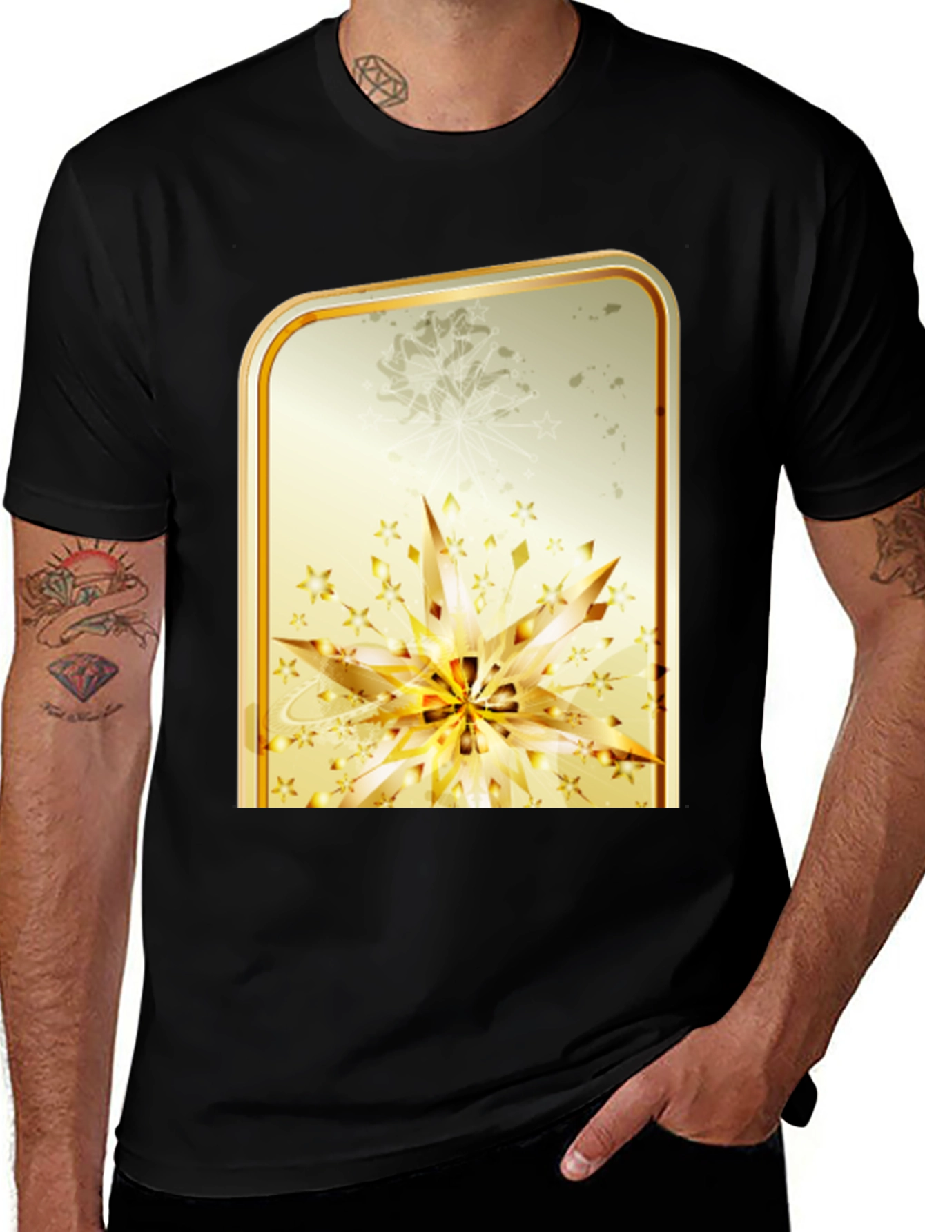Variant 25 of Golden Floral Burst Graphic T-Shirt - Stylish & Unique