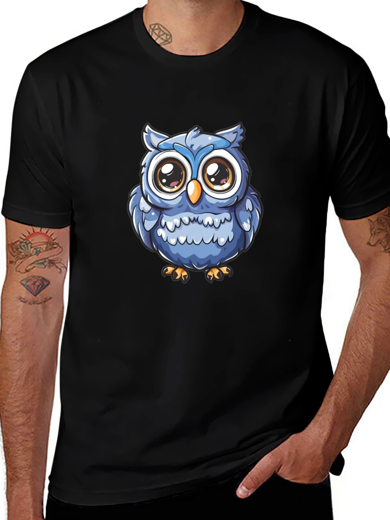 Variant 22 of Cute Owl Graphic T-Shirt - Black