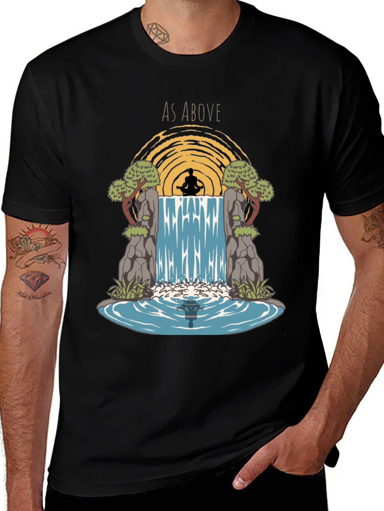 Variant 28 of As Above Graphic Print T-Shirt - Zen Meditation Design