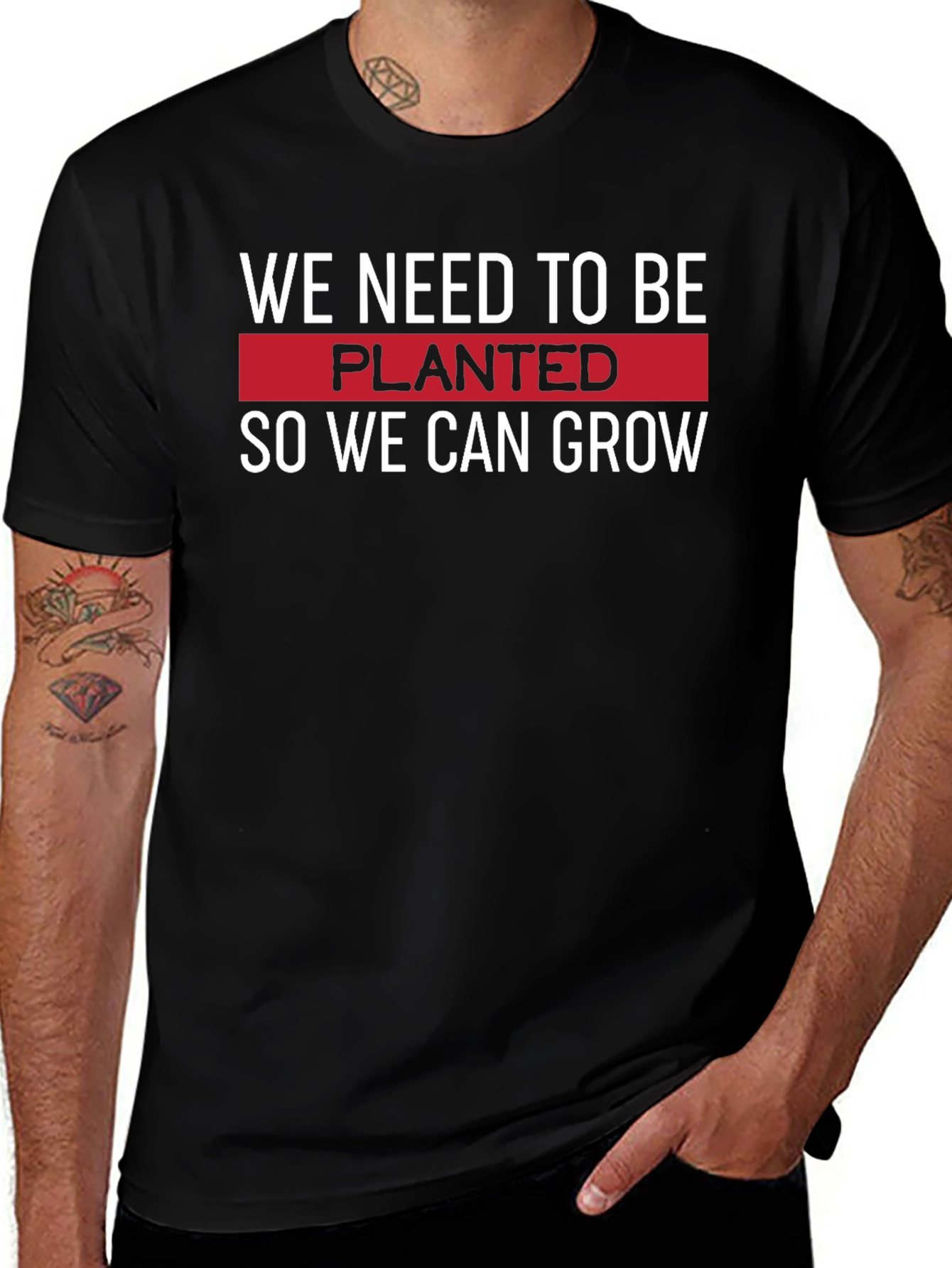 Variant 16 of Planted to Grow T-Shirt - Motivational Black Tee