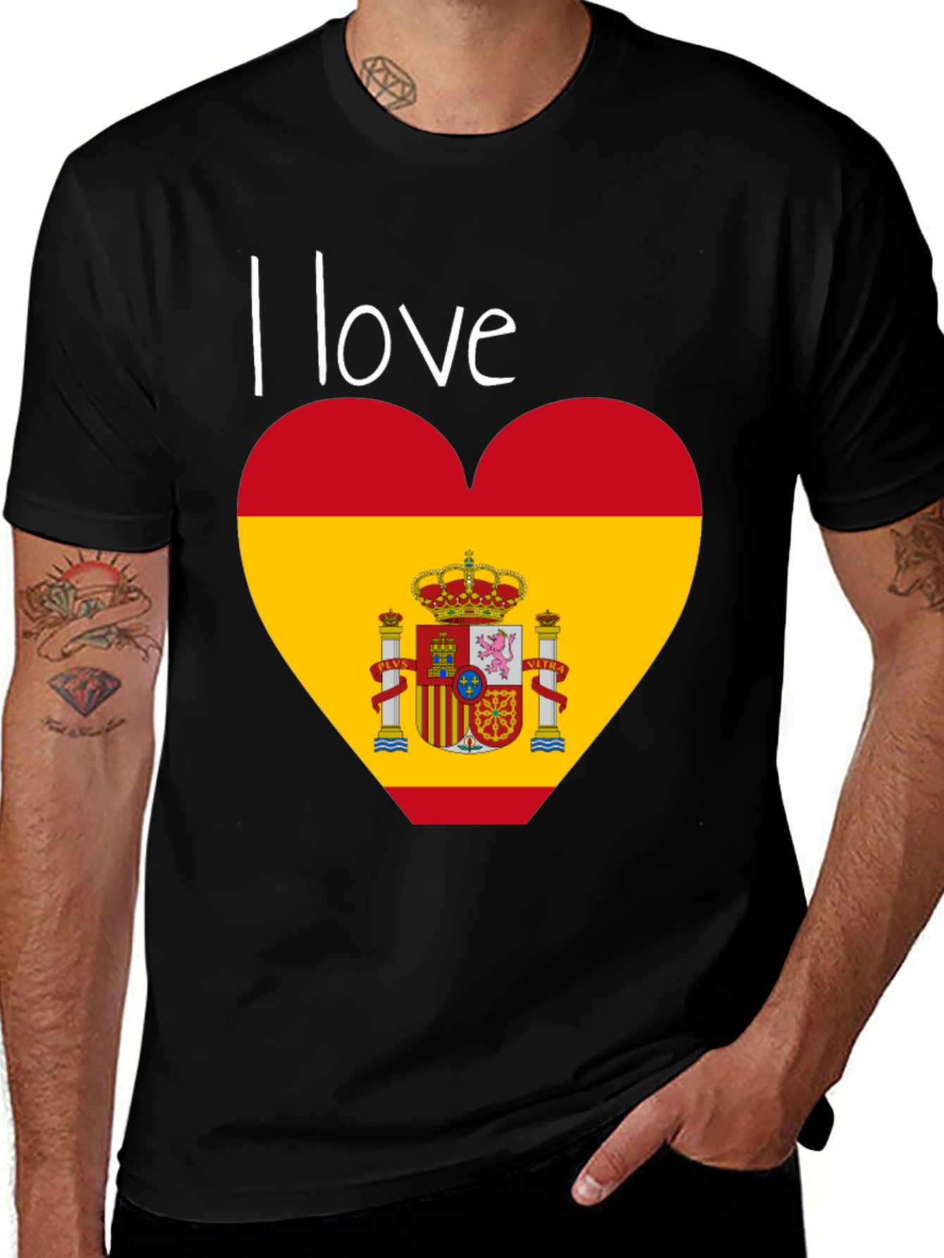 I Love Spain T-Shirt - Black Cotton Tee