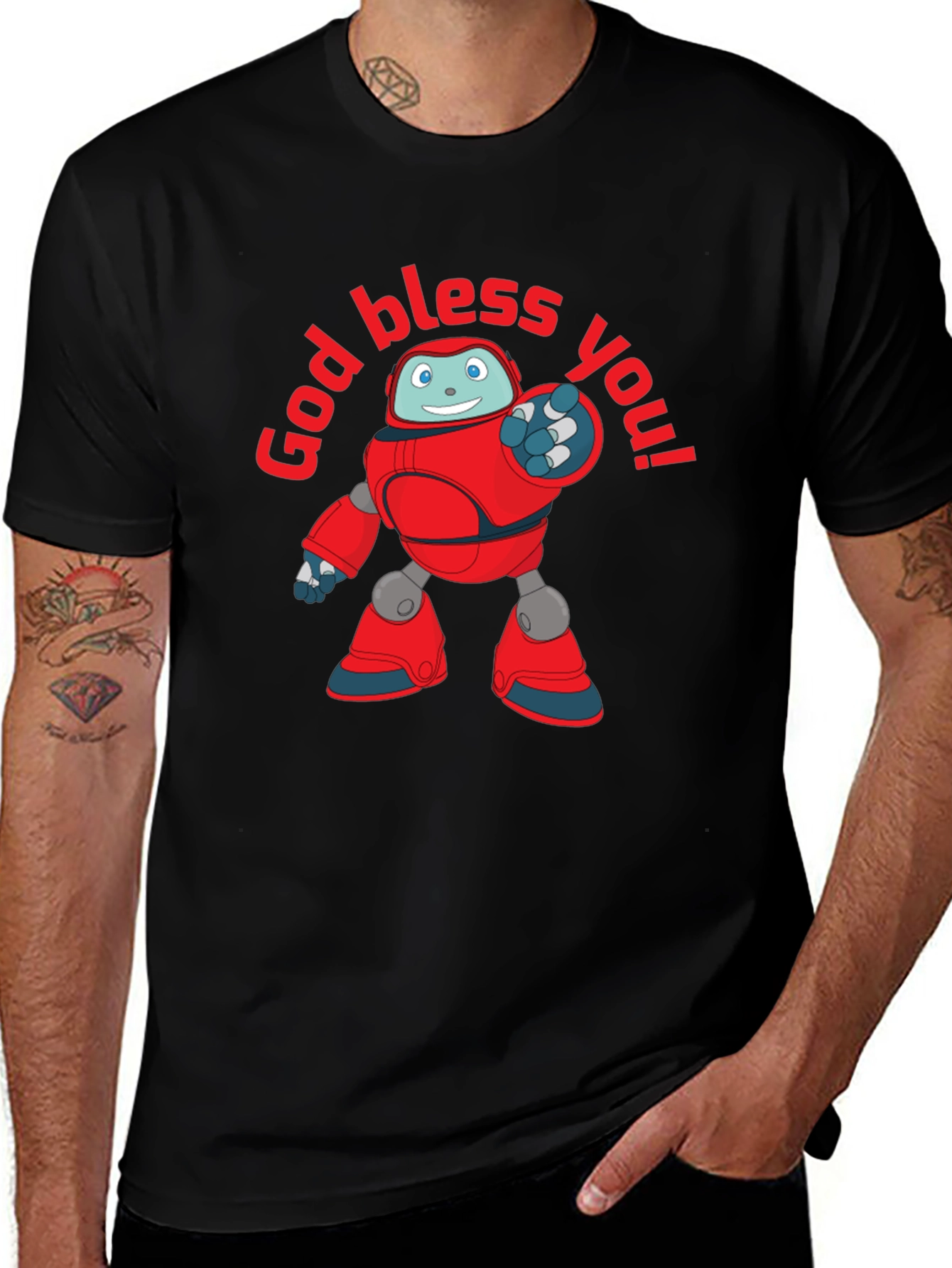Variant 27 of God Bless You Robot T-Shirt