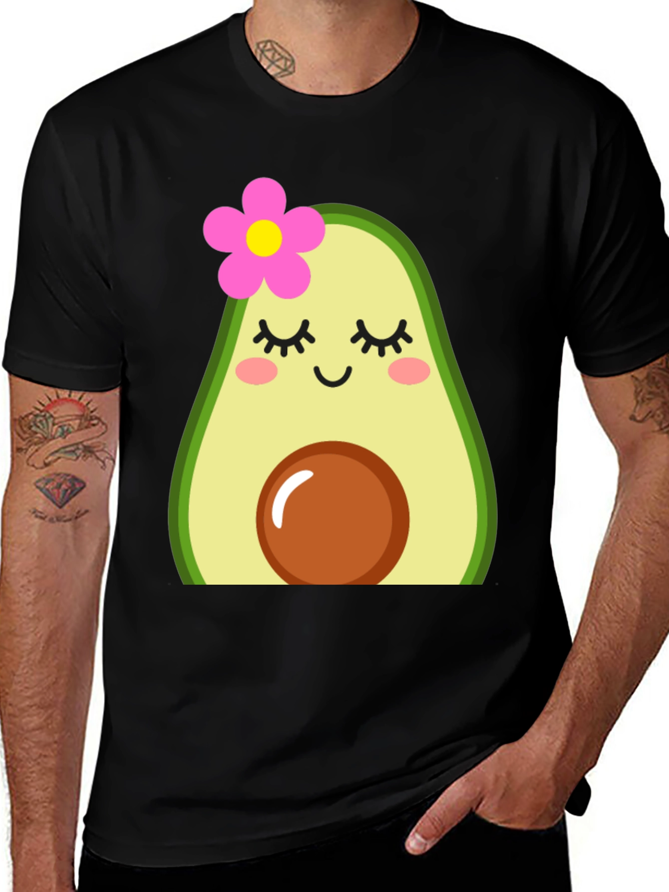 Variant 4 of Cute Avocado Graphic Tee - Unisex Black T-Shirt