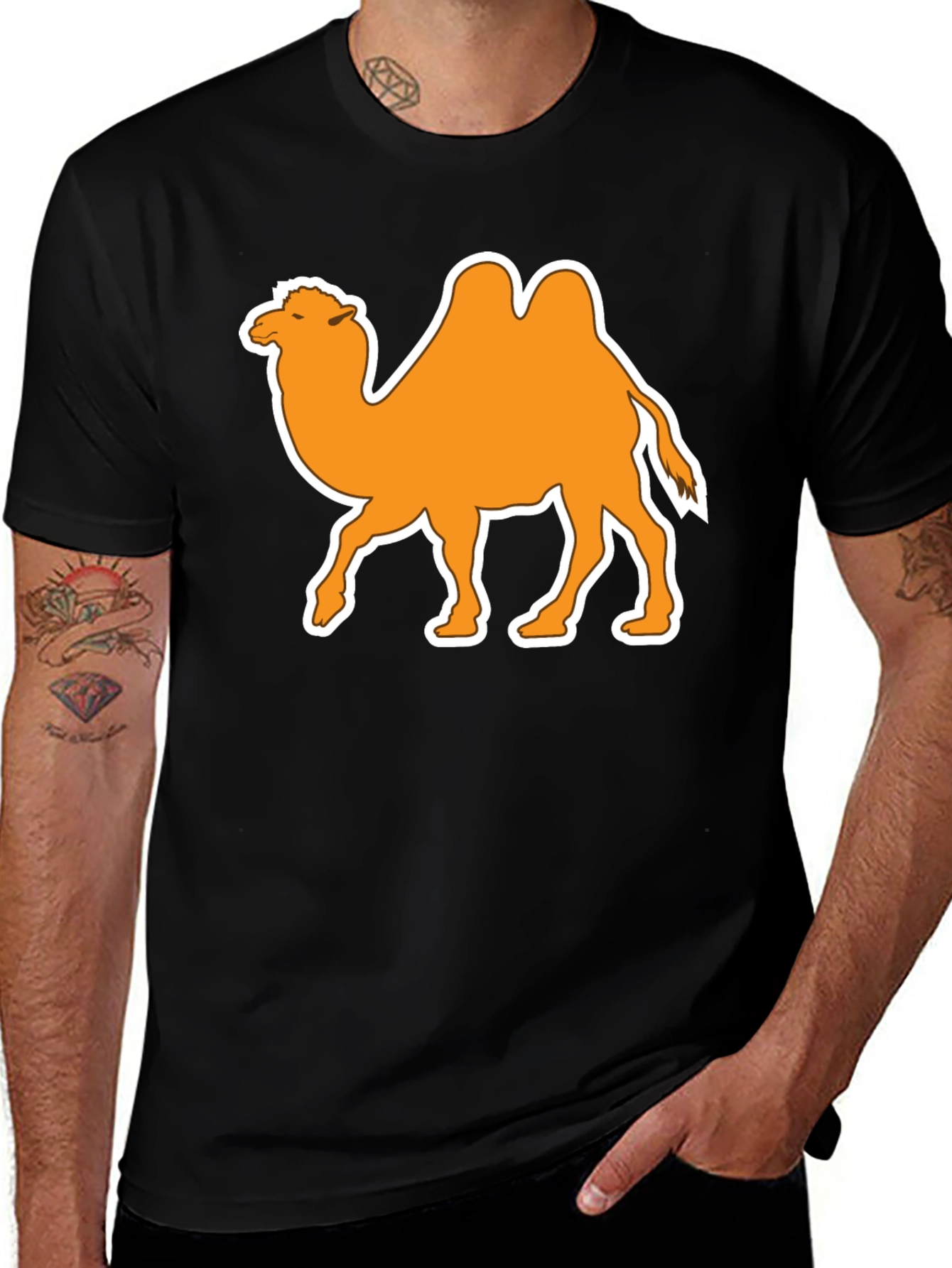 Variant 26 of Camel Graphic T-Shirt - Trendy Black Tee